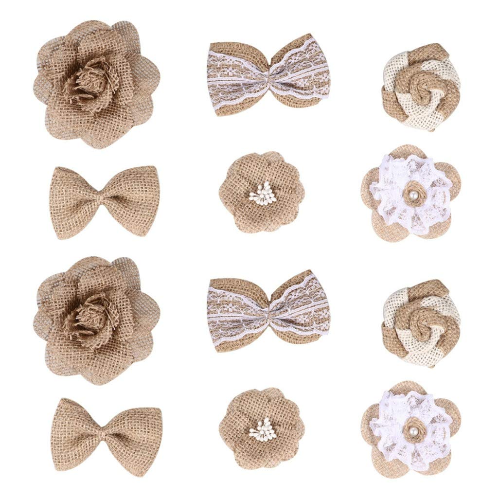 Healifty 24pcs Natural Burlap Rose Bows - DIY Rustic Flower Decor Set for Wedding, Home, Party & Craft Projects - Handmade Burlap Flowers for DIY Crafts, Centerpieces, Gift Wrapping & Seasonal Decorations
