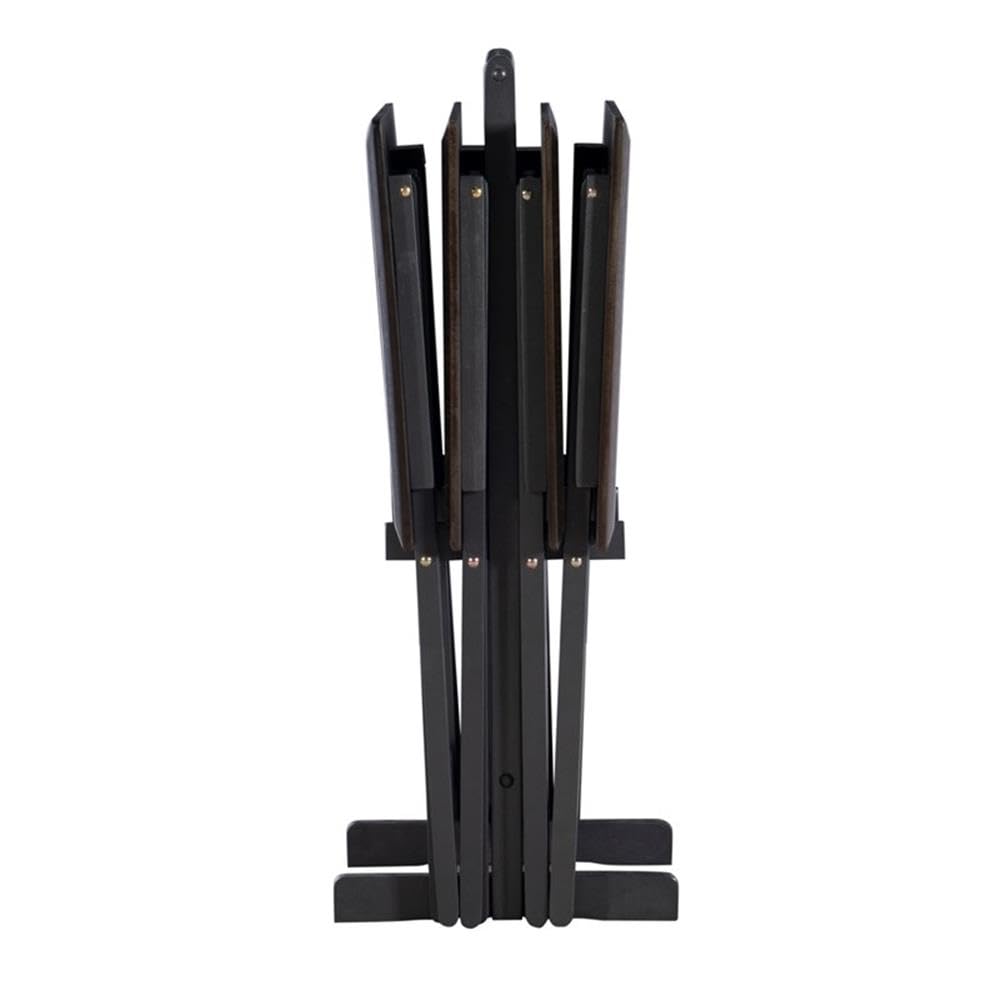 5-Piece Wood Folding Tray Table Set with Stand - Gray/Brown - Perfect for Living Room, Bedroom, Patio & Outdoor Use