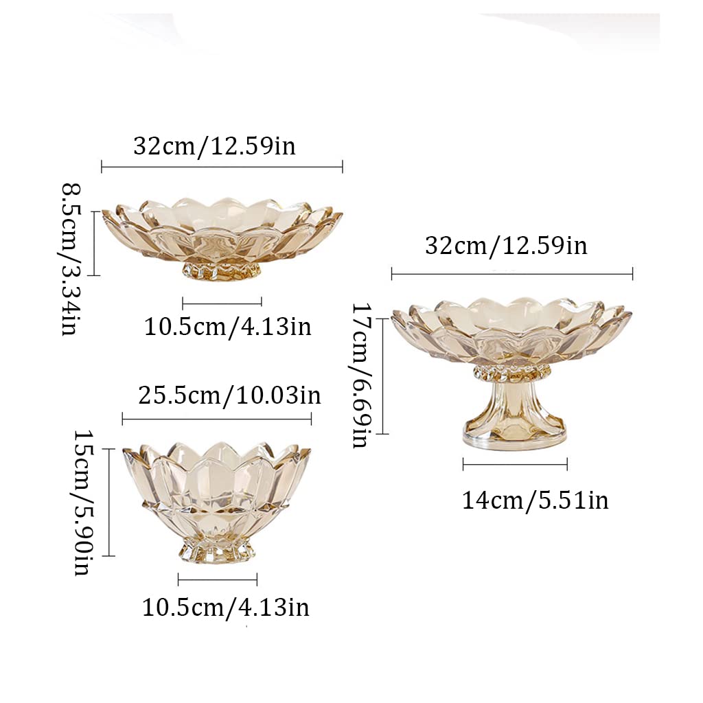 Elegant Crystal Glass Fruit Bowl - Modern Fruit Basket for Living Room, Coffee Table, Kitchen | Stylish Home Decor & Snack Serving Dish | Perfect for Parties, Dining, and Gift Giving