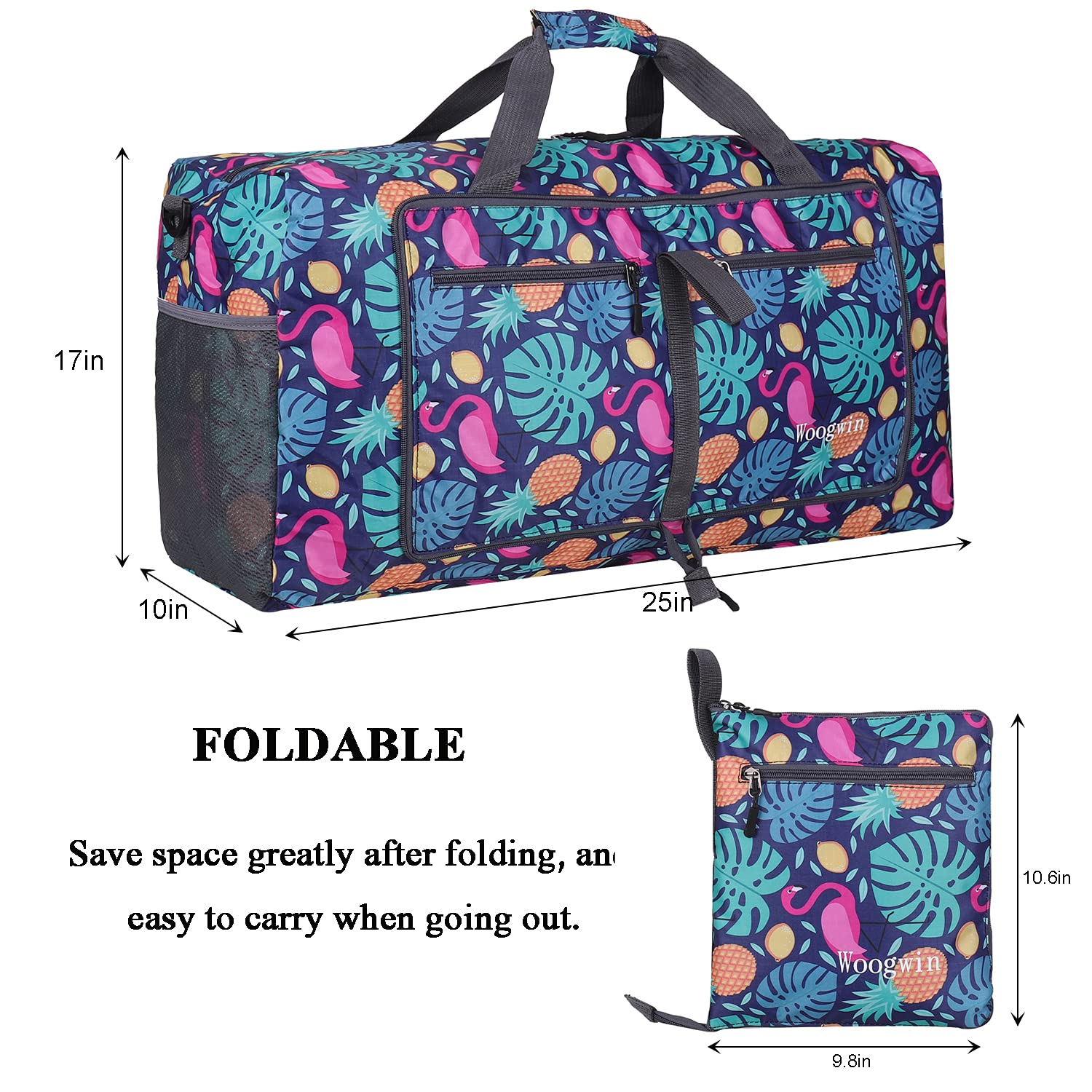 Woogwin Large Waterproof Travel Duffel Bag - Foldable Overnight Bag for Beach, Swim, Pool, Sports, Gym, and Weekend Getaways