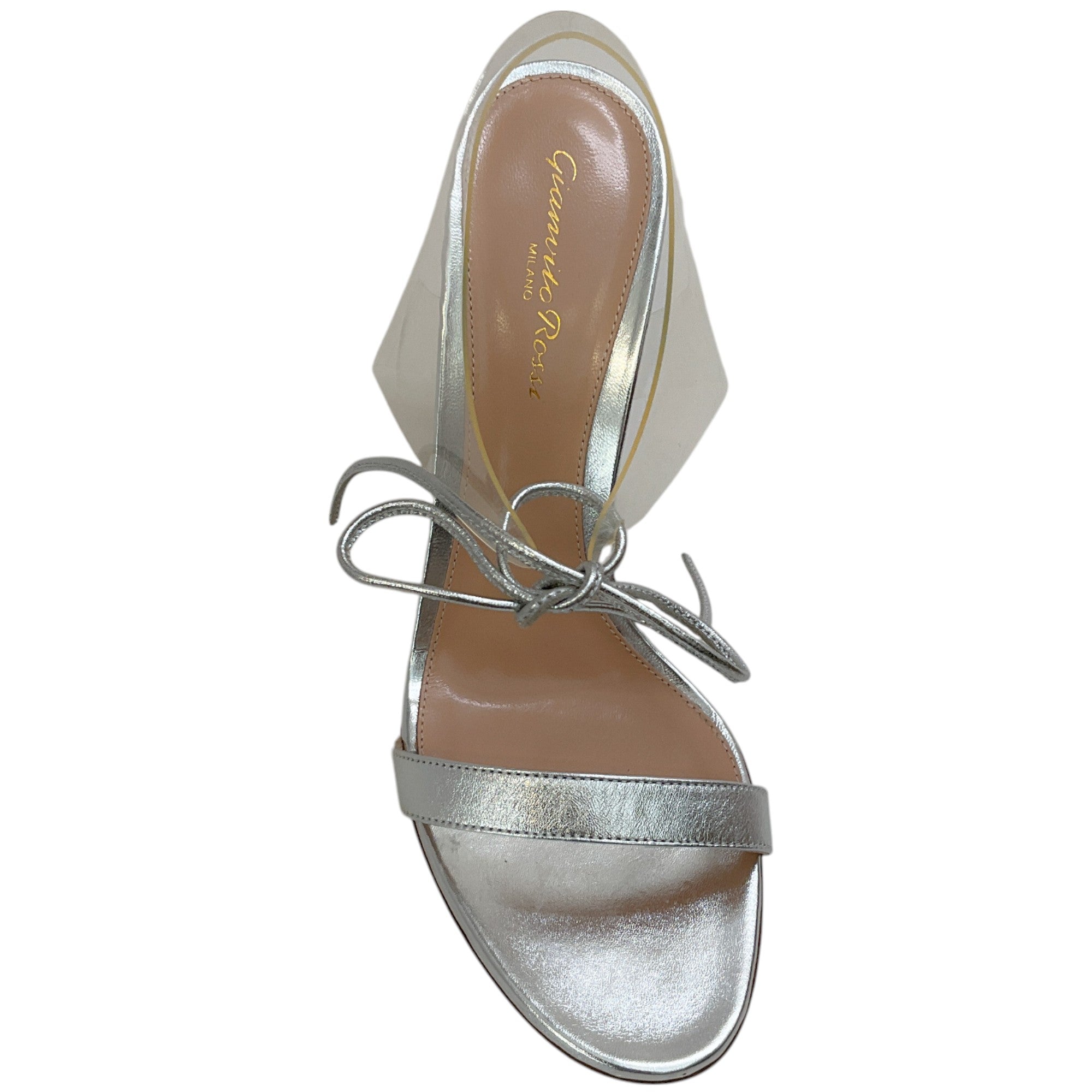 Gianvito Rossi Women's Estelle Silver PVC Sandals - Elegant Heels for Parties, Weddings & Evening Events