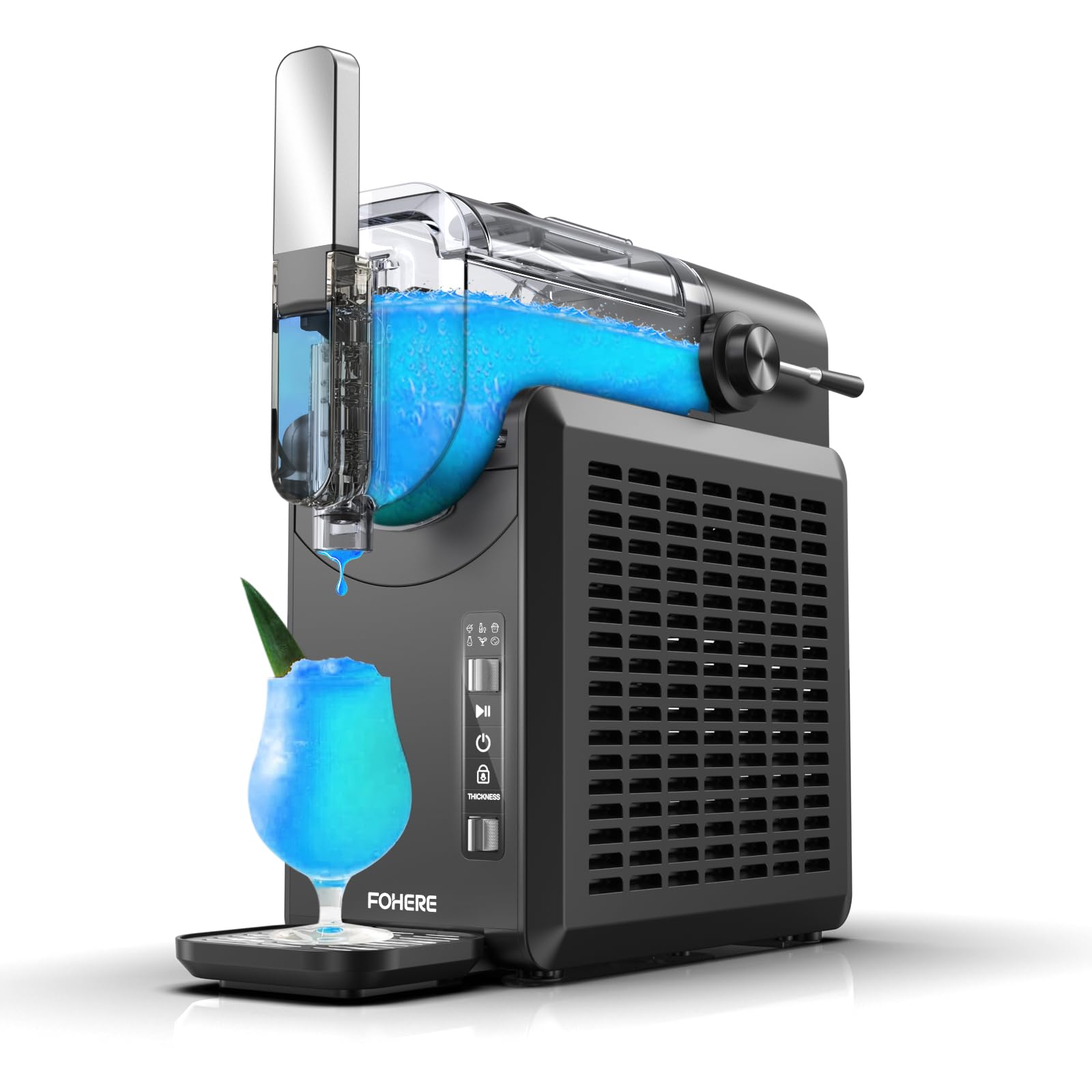 FOHERE Commercial Slushie Machine - No Ice Needed, Self-Cleaning Frozen Drink Maker for Home & Business - 5 Preset Modes for Margaritas, Frappés, Milkshakes - Perfect for Parties, Restaurants & Summer Refreshments