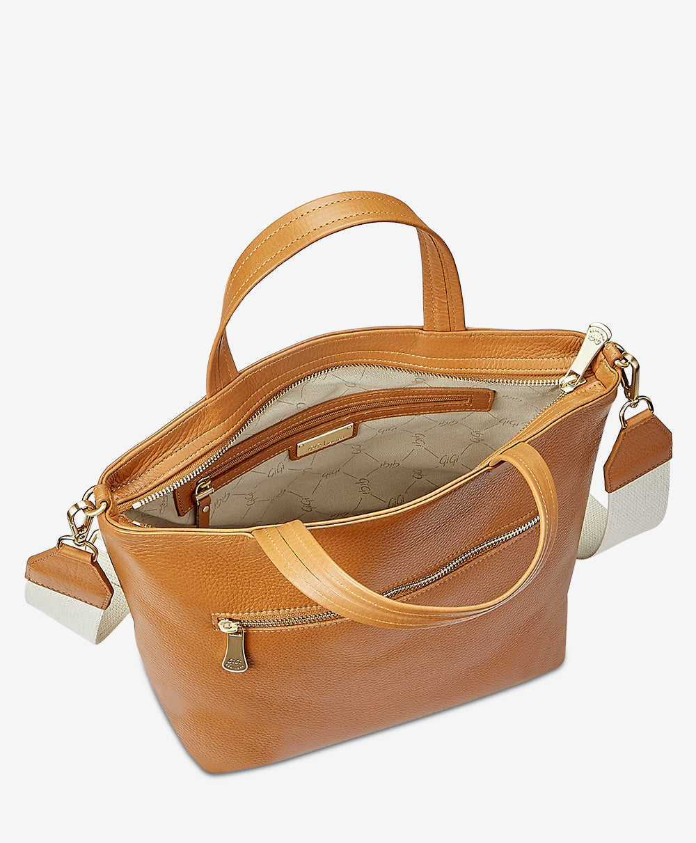 Marnie Satchel Handbag in Tan Pebble Grain Leather - Stylish & Durable Women's Crossbody Bag for Work, Travel & Everyday Use
