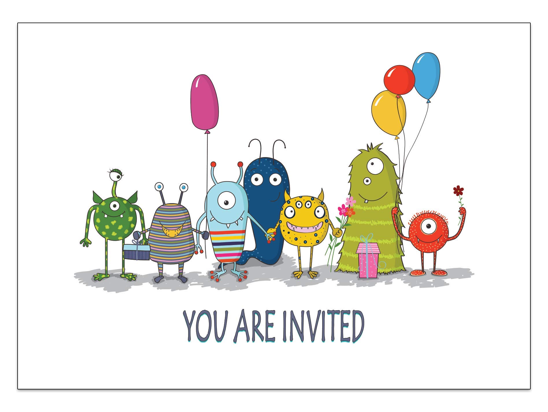 Eco-Friendly Monster Birthday Invitations for Kids - 20-Pack with Blue Envelopes | Fun Children's Party Invites for Birthday Celebrations & Events