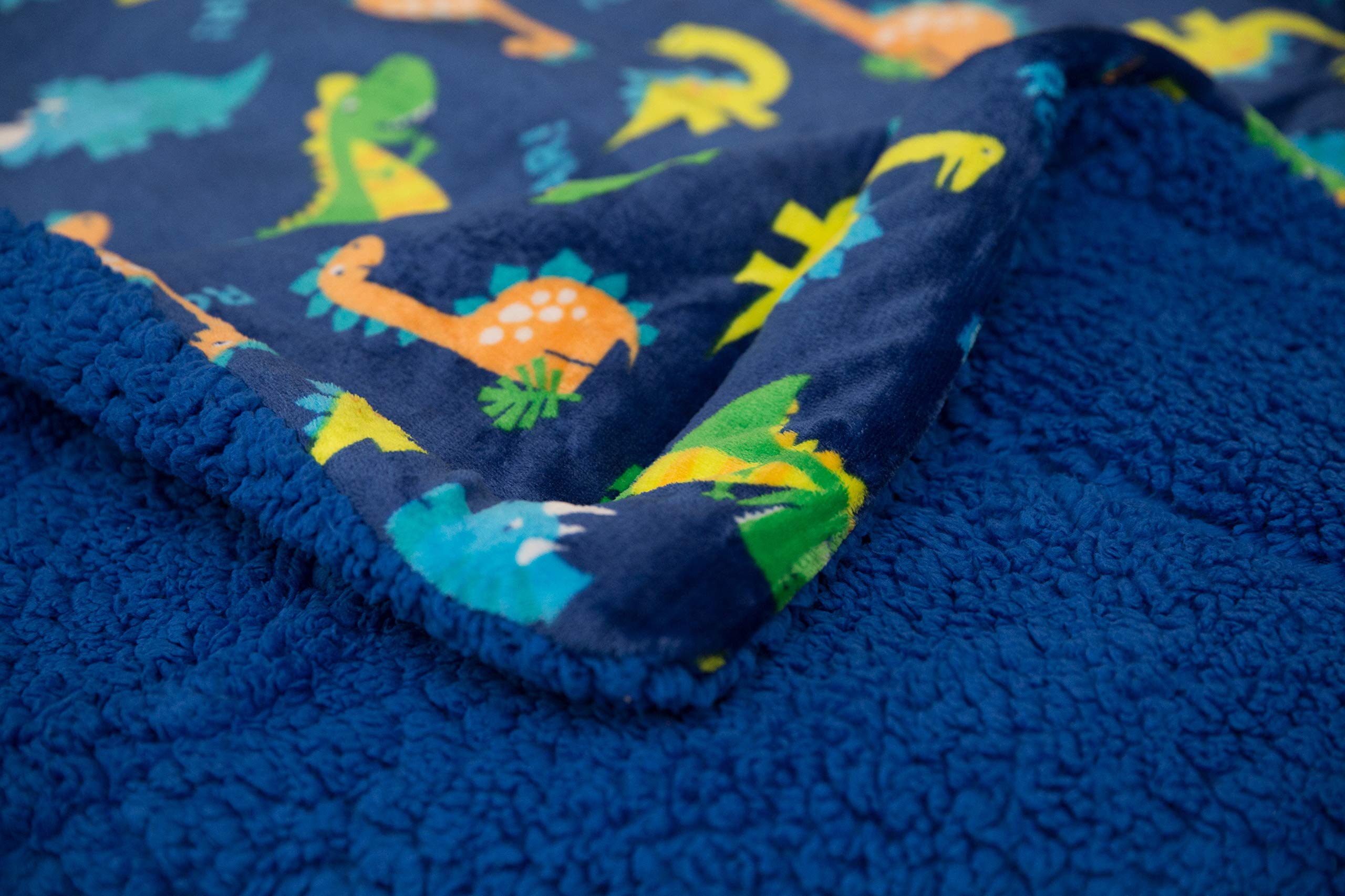 Soft & Warm Sherpa Baby Blanket for Boys - Navy Blue Dinosaur Print, 40x50 Inches - Cozy Plush Throw for Strollers, Toddler Beds & Nursery Decor - Perfect for Snuggling, Playtime & Gifts