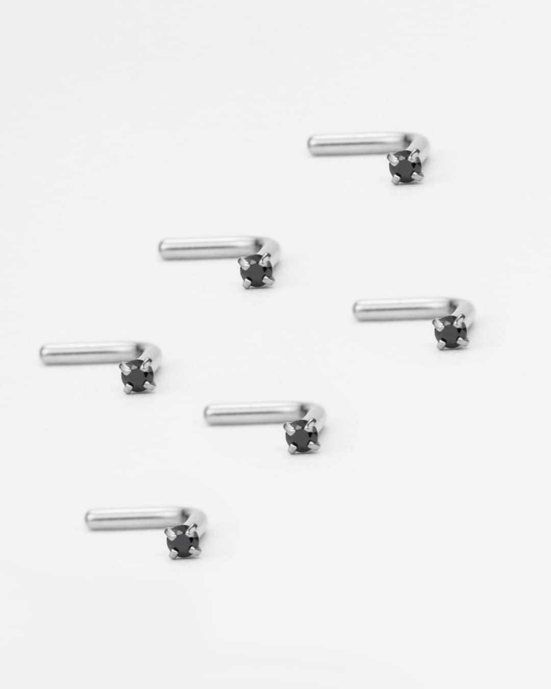 FANSING L-Shaped Nose Studs for Women & Men - Surgical Steel Nostril Piercing Jewelry with Cubic Zirconia - Perfect for Everyday Wear & Special Occasions