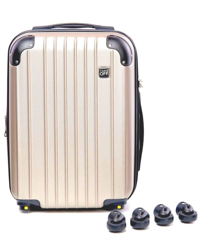 Take OFF 18 Inch Hardshell Carry On Suitcase - Convertible Underseater Luggage with Removable Spinner Wheels, Airline Approved Personal Item (18x14x8 Inches, Champagne) - Perfect for Business Travel & Weekend Getaways