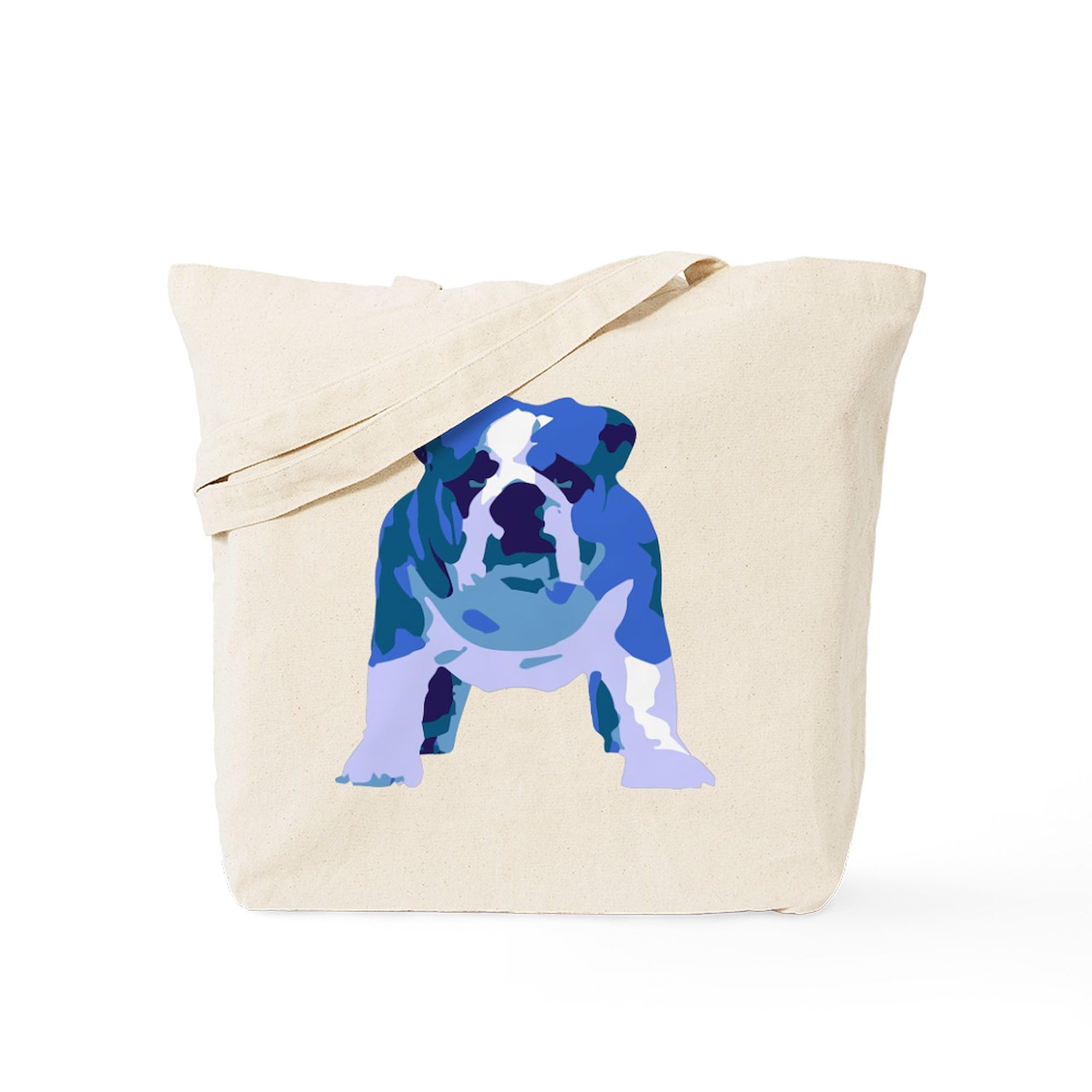 English Bulldog Pop Art Canvas Tote Bag - Reusable Natural Shopping Bag for Groceries, Beach & Work | Funny Dog Lover Gift