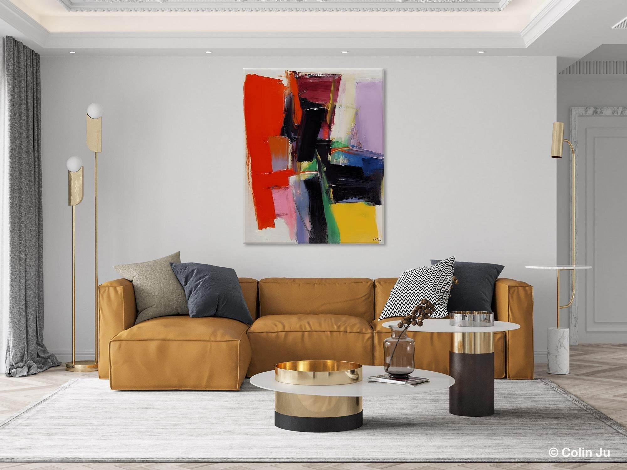 Contemporary Acrylic Abstract Paintings - Modern Red Wall Art for Living Room & Bedroom - Handmade Canvas Artwork - Perfect for Home Decor & Office Spaces