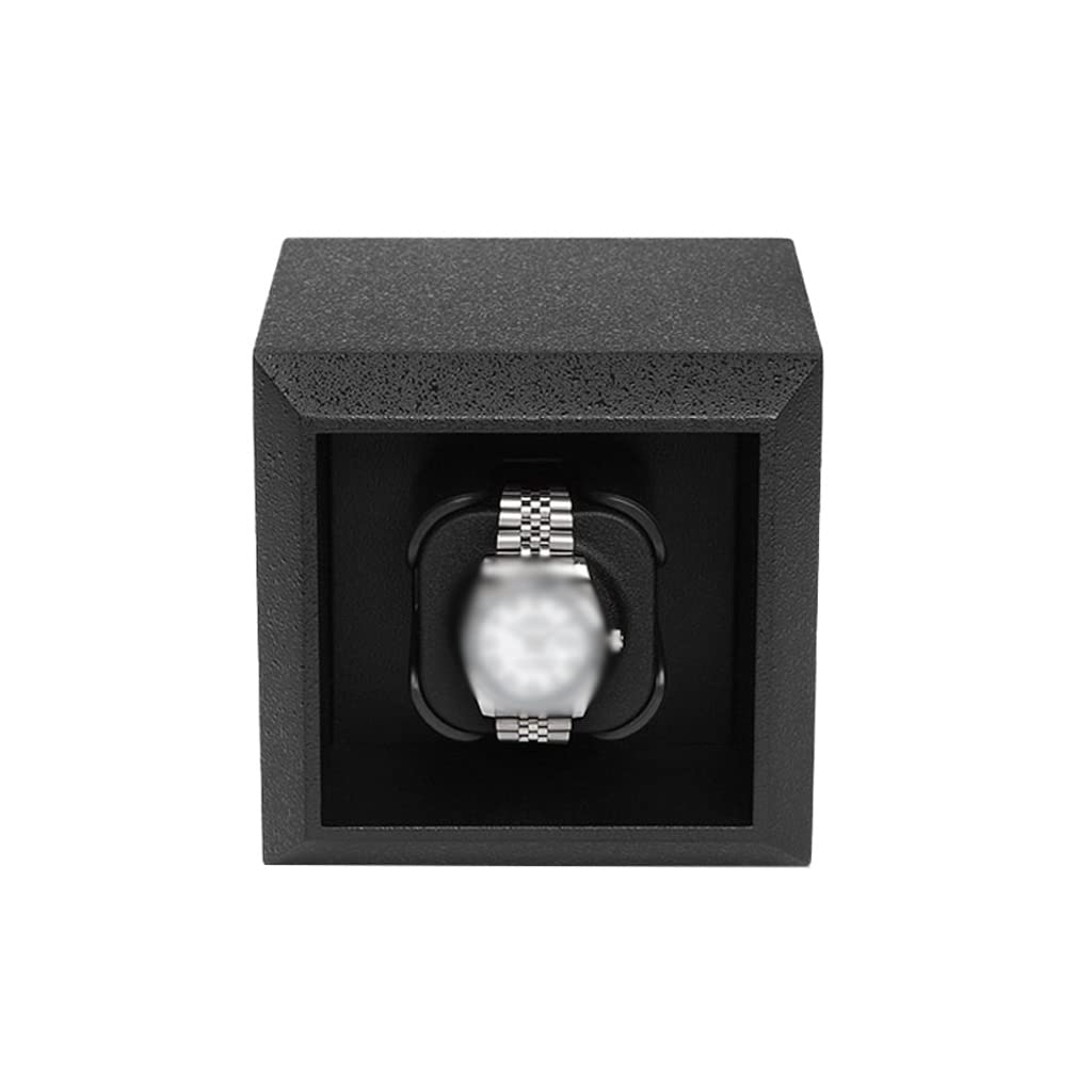 SOEN Automatic Single Watch Winder Box - Quiet Motor for Luxury Watches, Jewelry Storage Case (Black) - Perfect for Watch Collectors & Travel Use