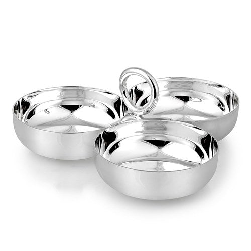 Vertigo 3 Bowl Serving Set - Medium Size Stainless Steel Appetizer Bowls for Entertaining, Charcuterie & Party Snacks - Perfect for Appetizers, Dips, Nuts & Candy Display