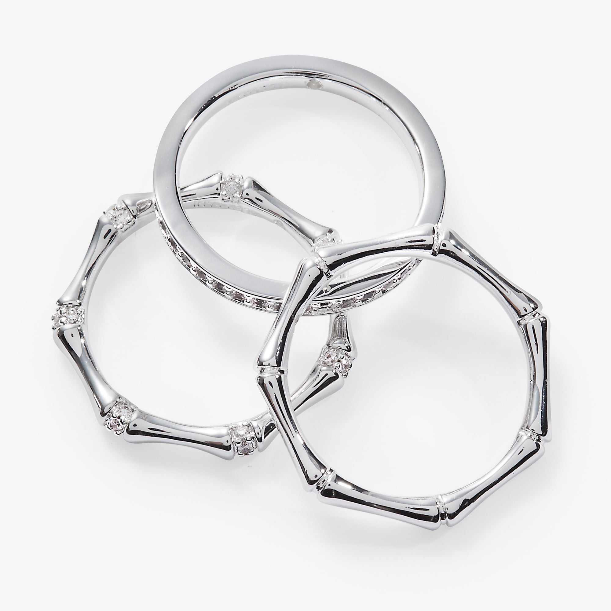 Elegant Bamboo Trio Ring Set for Women - Dainty Stackable Rings - Perfect for Everyday Wear, Gift Giving & Boho Jewelry Lovers