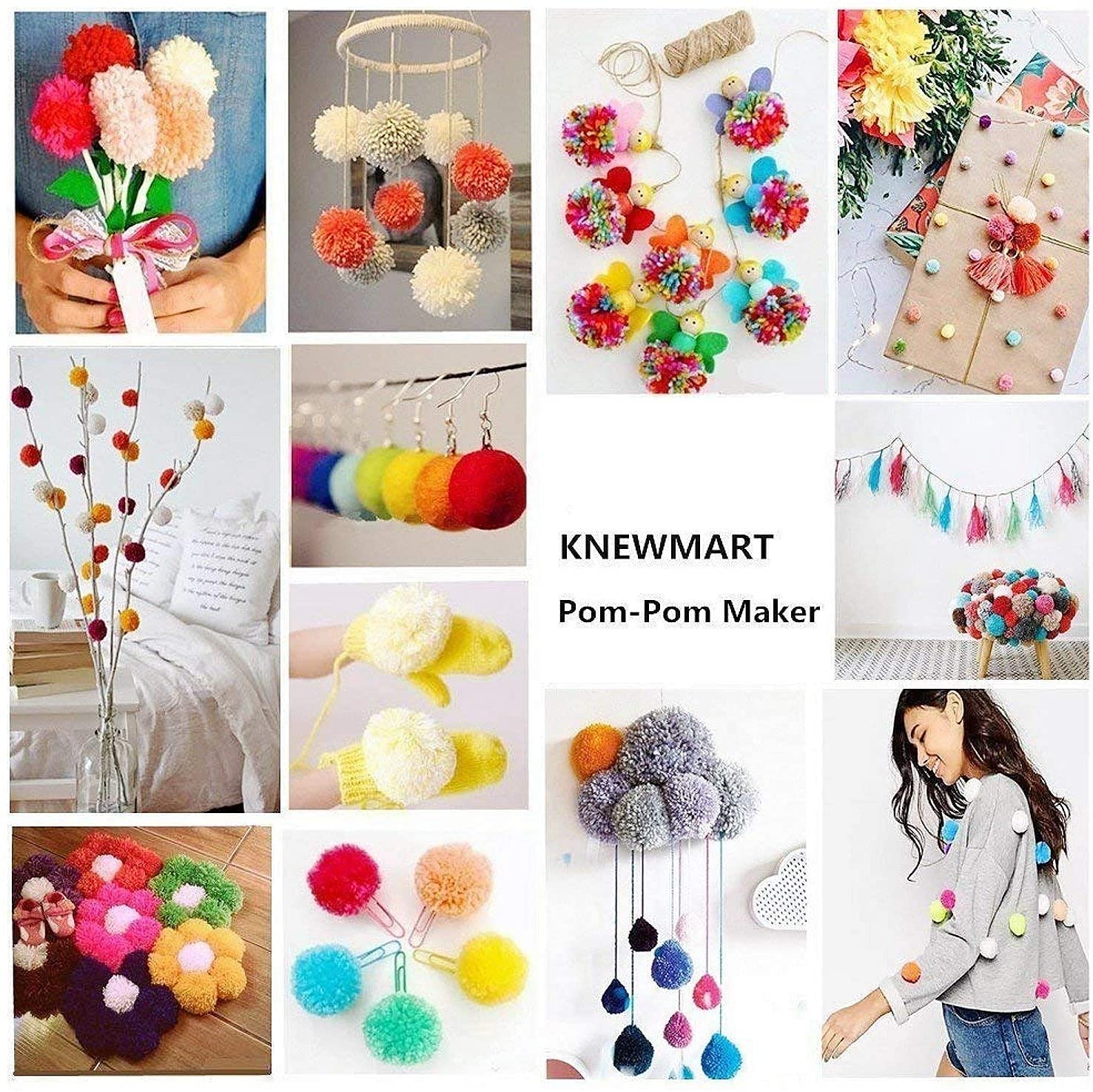 EFly 4-Piece Pompom Maker Set - DIY Fluff Ball Weaver Tool for Knitting, Needle Crafts & Wool Projects (Kids & Adults) - Perfect for Scarf Making, Home Decor & Gift Wrapping