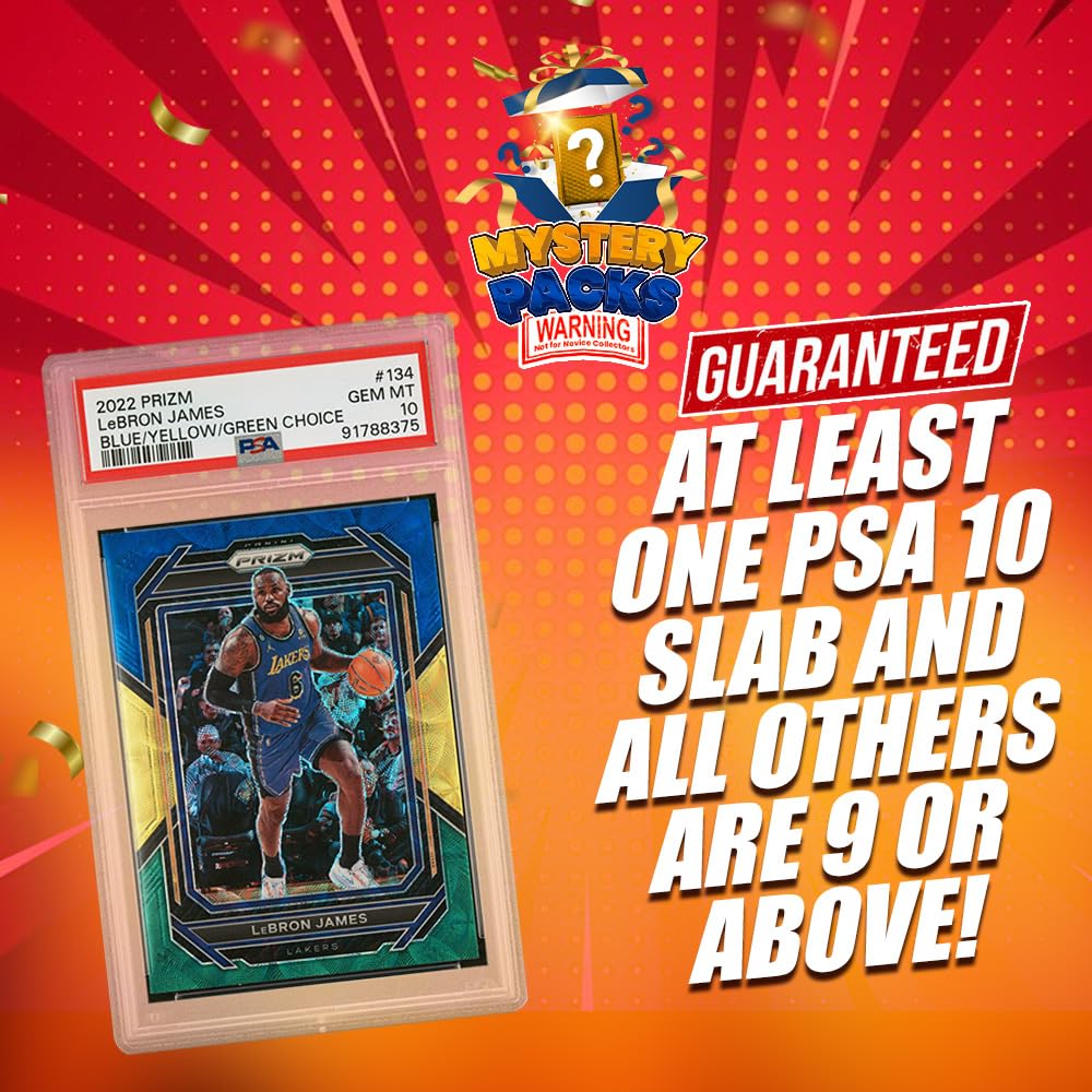 Basketball Trading Cards Mystery Pack - Gold Edition with PSA 10 & 9 Graded Slabs Guaranteed | Chance to Pull Michael Jordan or LeBron James Cards | Perfect for Collectors, Investors & Sports Fans