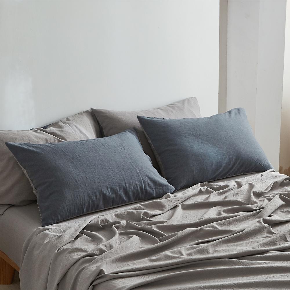Premium 100% Cotton Sheet Set - Queen Size, Dark Blue & Grey - Soft & Breathable Bedding for Comfortable Sleep - Perfect for Master Bedroom, Guest Room, or Vacation Home