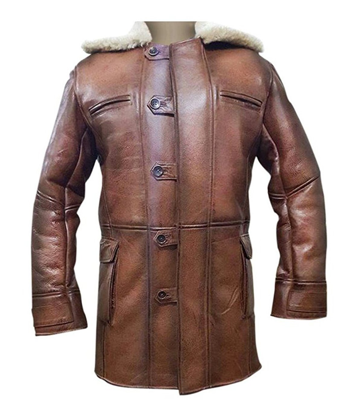 SpazeUp Bane Coat Knight Rises Tom Shearling Leather Jacket - Hardy Winter Swedish Brown Trench Duster Coat for Men | Perfect for Cold Weather, Cosplay & Fashion Outfits