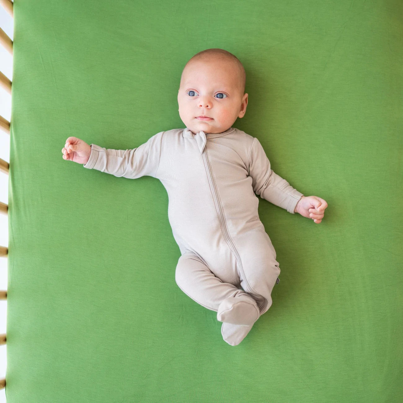 Preemie Zippered Footie Pajamas - Soft Cotton Baby Sleepsuit in Khaki | Perfect for Newborns & Preemies, Hospital & Home Use