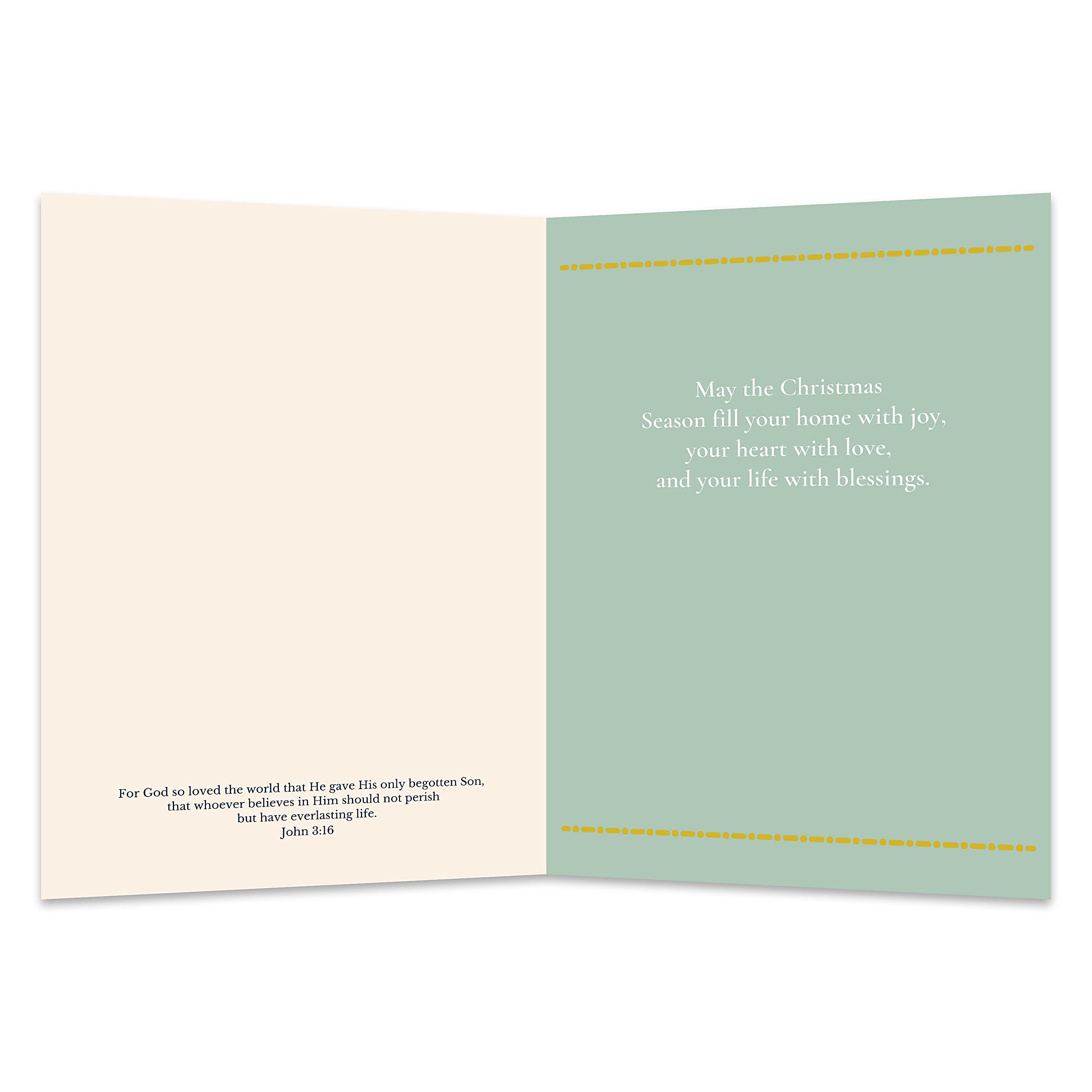 Religious Christmas Cards Pack - Christian Holiday Greeting Cards for Christmas, Inspirational Bible Verse Cards - Perfect for Church, Family & Friends (Single Card)