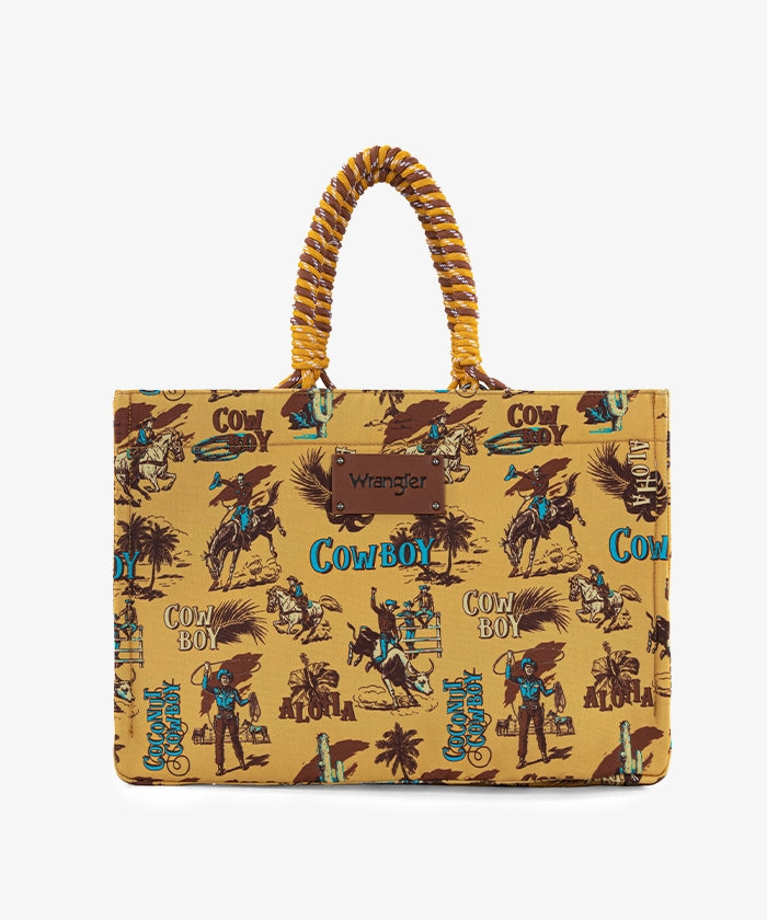 Wrangler Cowboy Print Tote Bag - Stylish Western Design for Women & Men - Perfect for Shopping, Travel & Outdoor Adventures