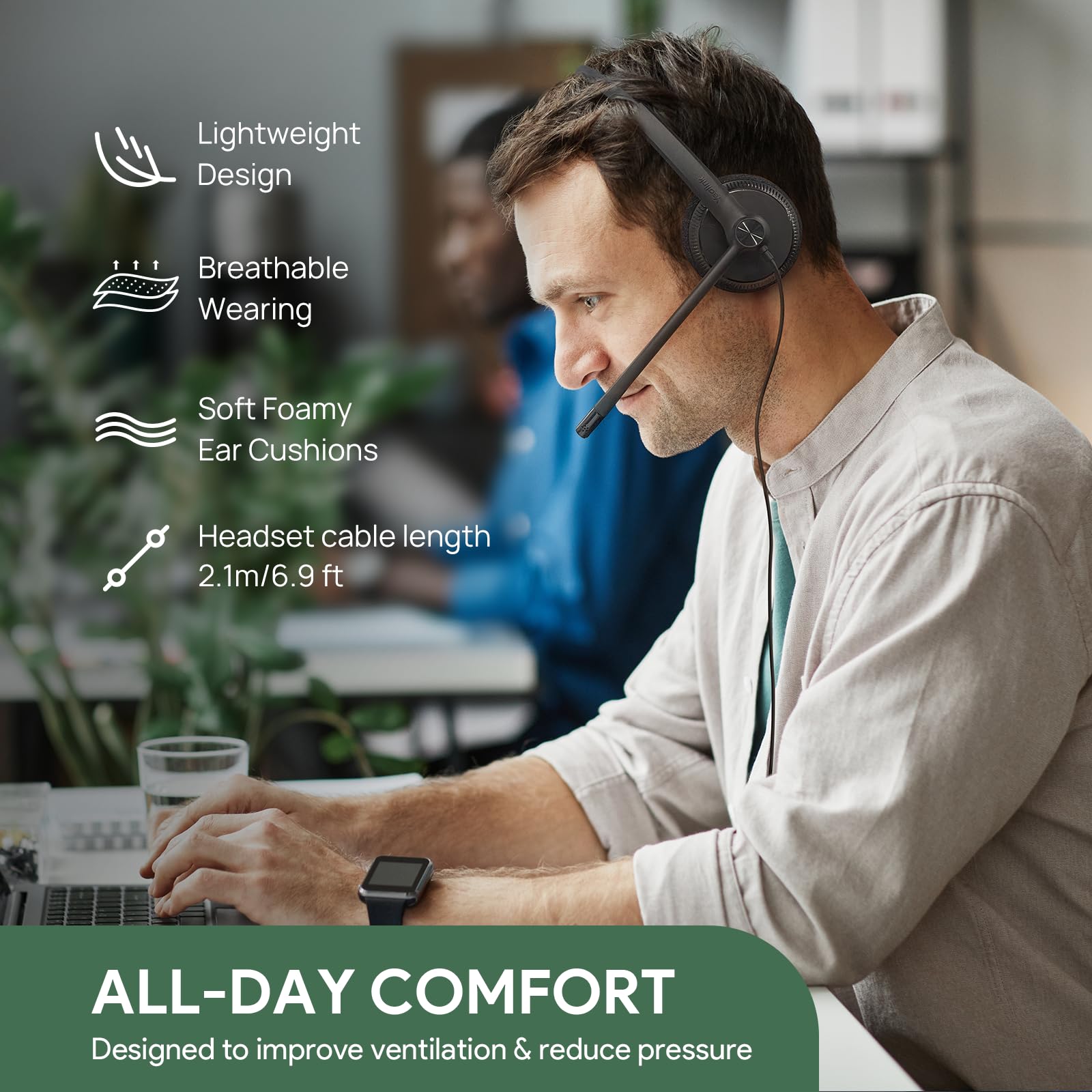 Yealink UH34 USB Headset with Noise Cancelling Microphone - Certified for Microsoft Teams, VoIP & Softphones - PC Work Headset with In-Line Controls for Office, Call Centers & Remote Work