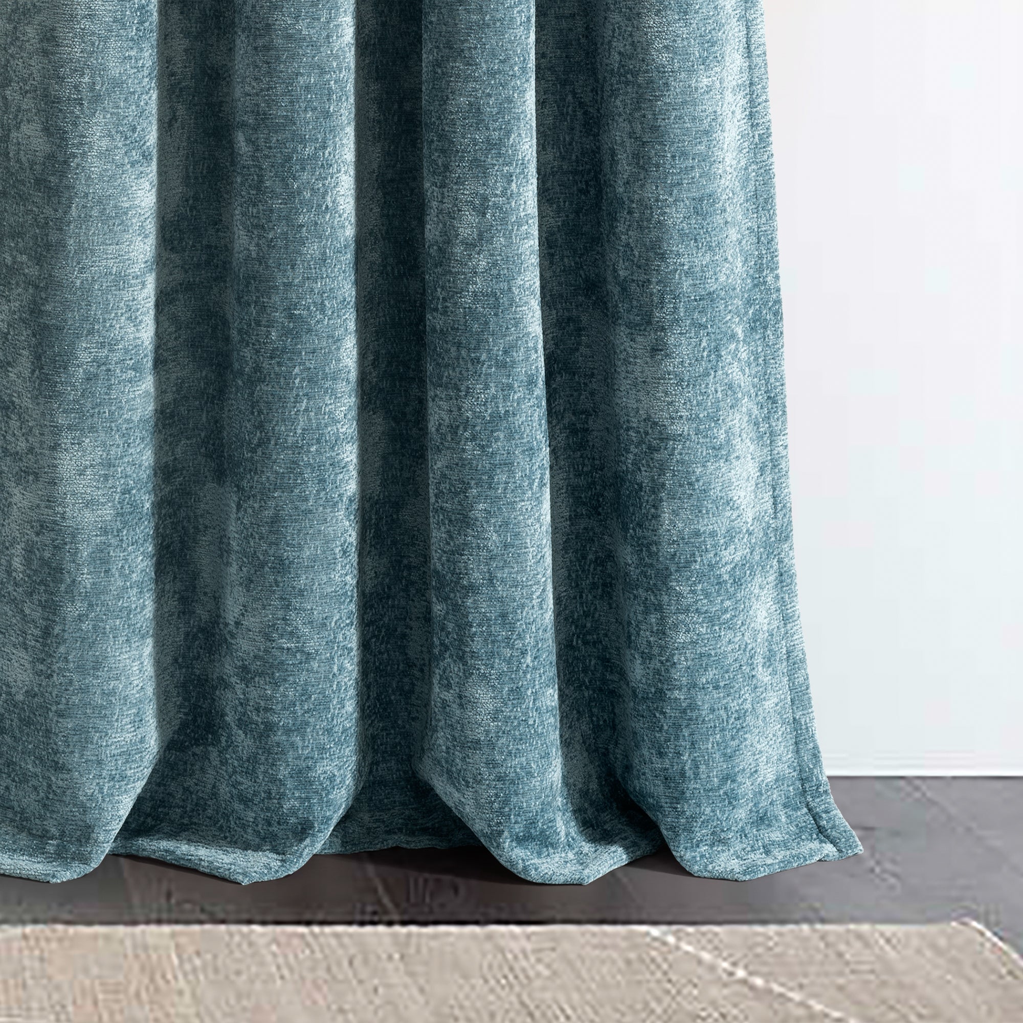 Luxury Velvet Chenille Window Curtain Panel - Blackout Drapes for Living Room & Bedroom - Soft Thermal Insulated Curtains for Home Decor & Privacy
