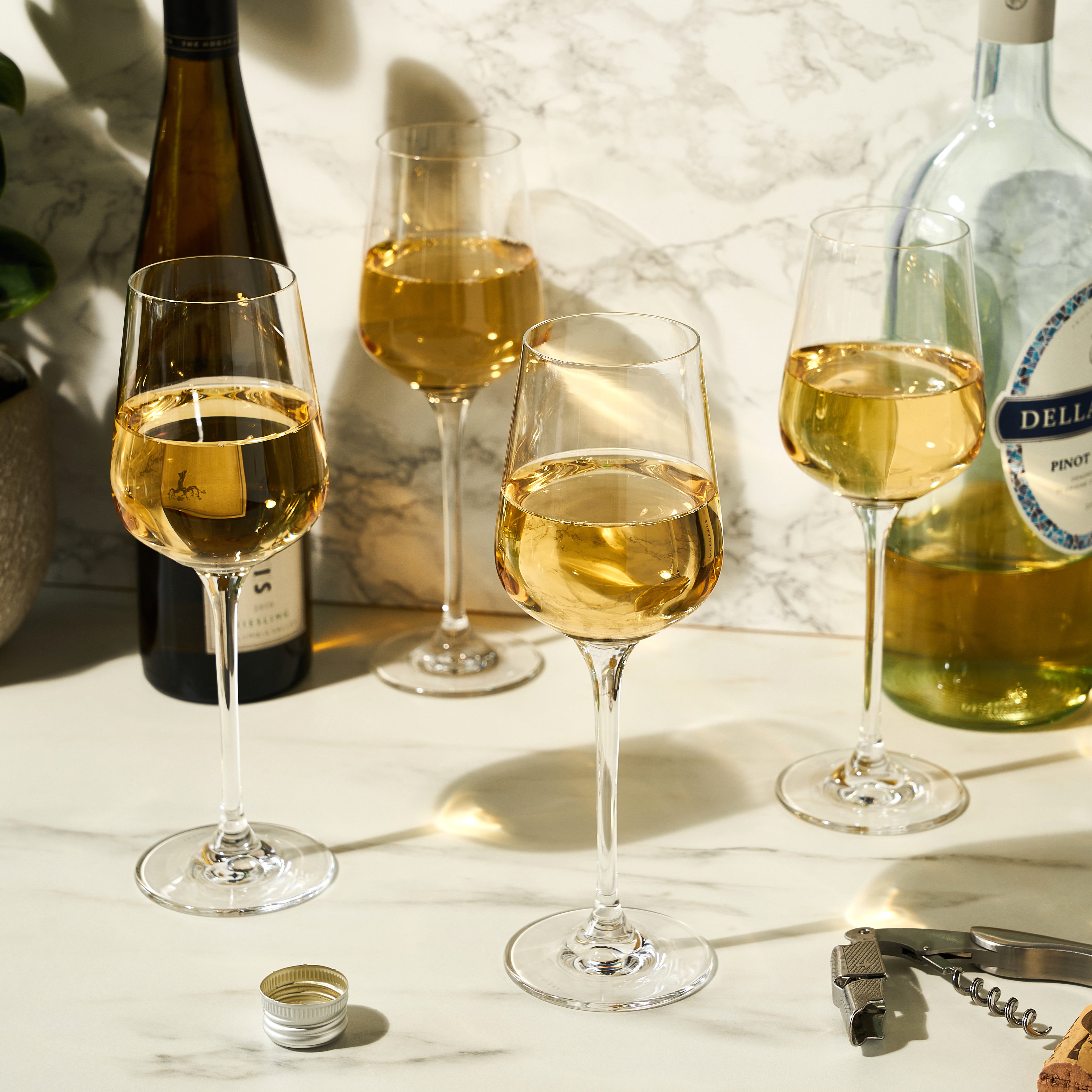 Premium Inez Crystal Chardonnay Wine Glasses Set of 4 - Elegant Stemware for Fine Dining, Wedding Gifts & Home Entertaining