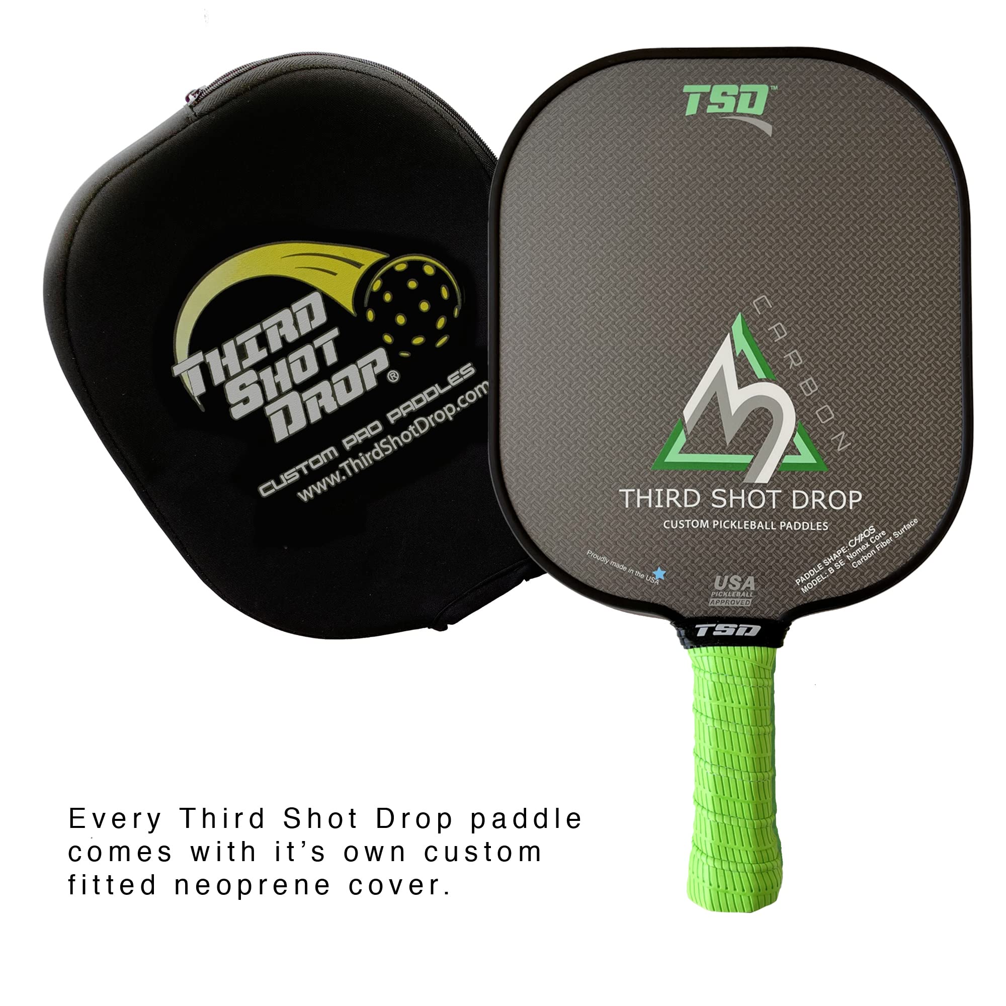 Premium Wide Body Pickleball Paddle - Triple Layer Carbon Fiber Diamond Weave Surface (Chaos) - Lightweight & Durable for Competitive Play & Outdoor Games