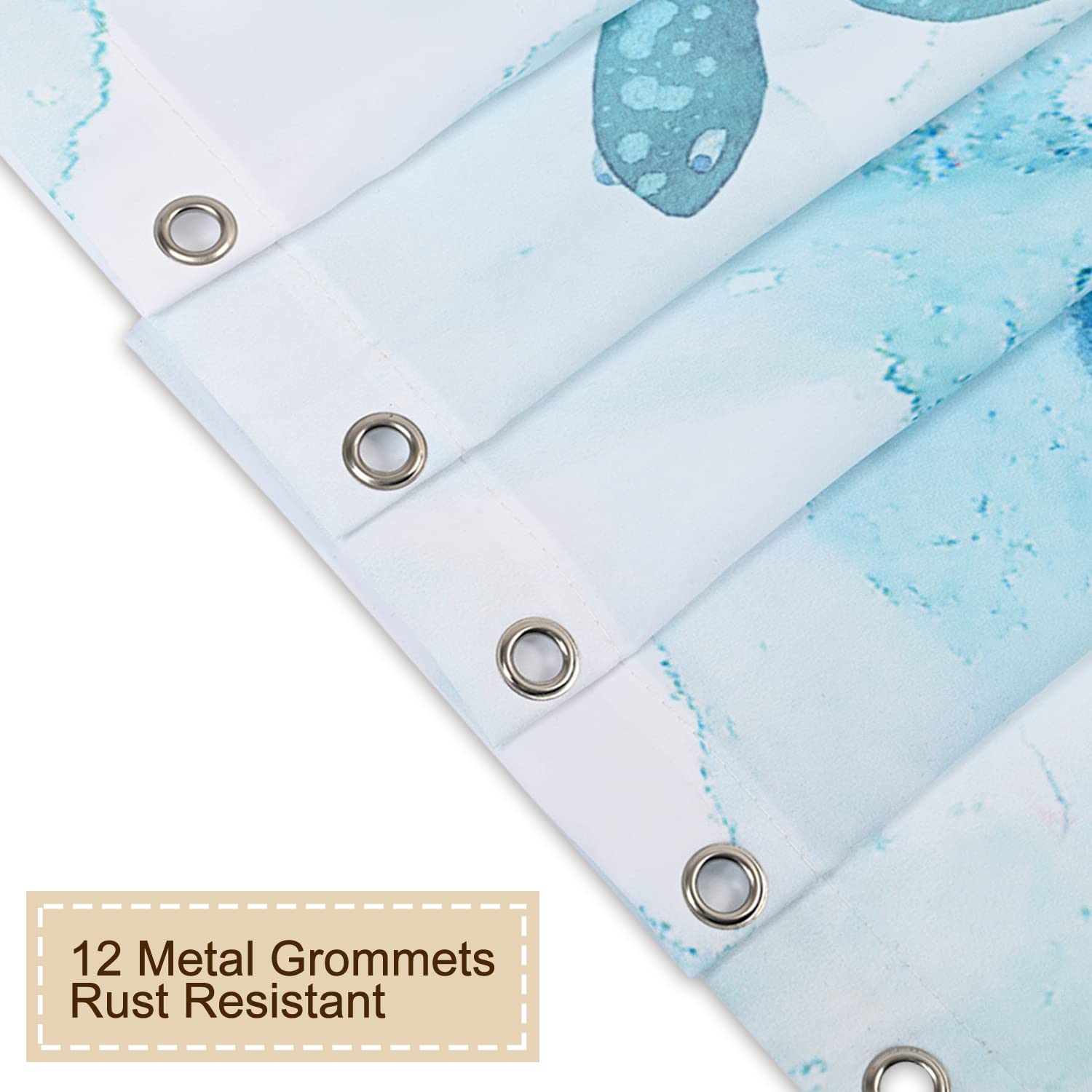 RosieLily Funny Cat Shower Curtain Set - Blue Ocean Themed Bathroom Decor with 12 Hooks (72x72 Inches) - Perfect for Kids' Bathrooms & Coastal Style Home Decor