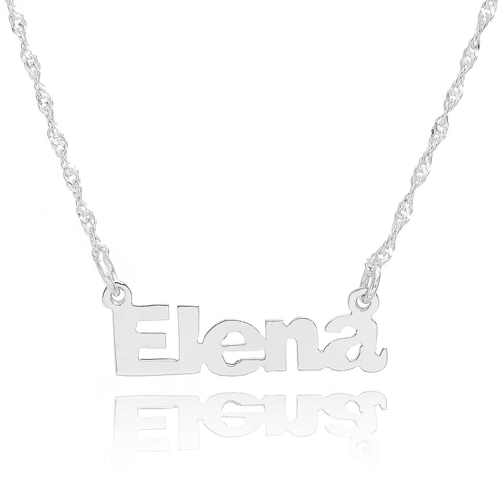 10k White Gold Personalized Name Necklace - Custom Engraved with Any Name - Perfect Gift for Women, Mom, Wife, Daughter - Birthday, Anniversary, Valentine's Day Jewelry