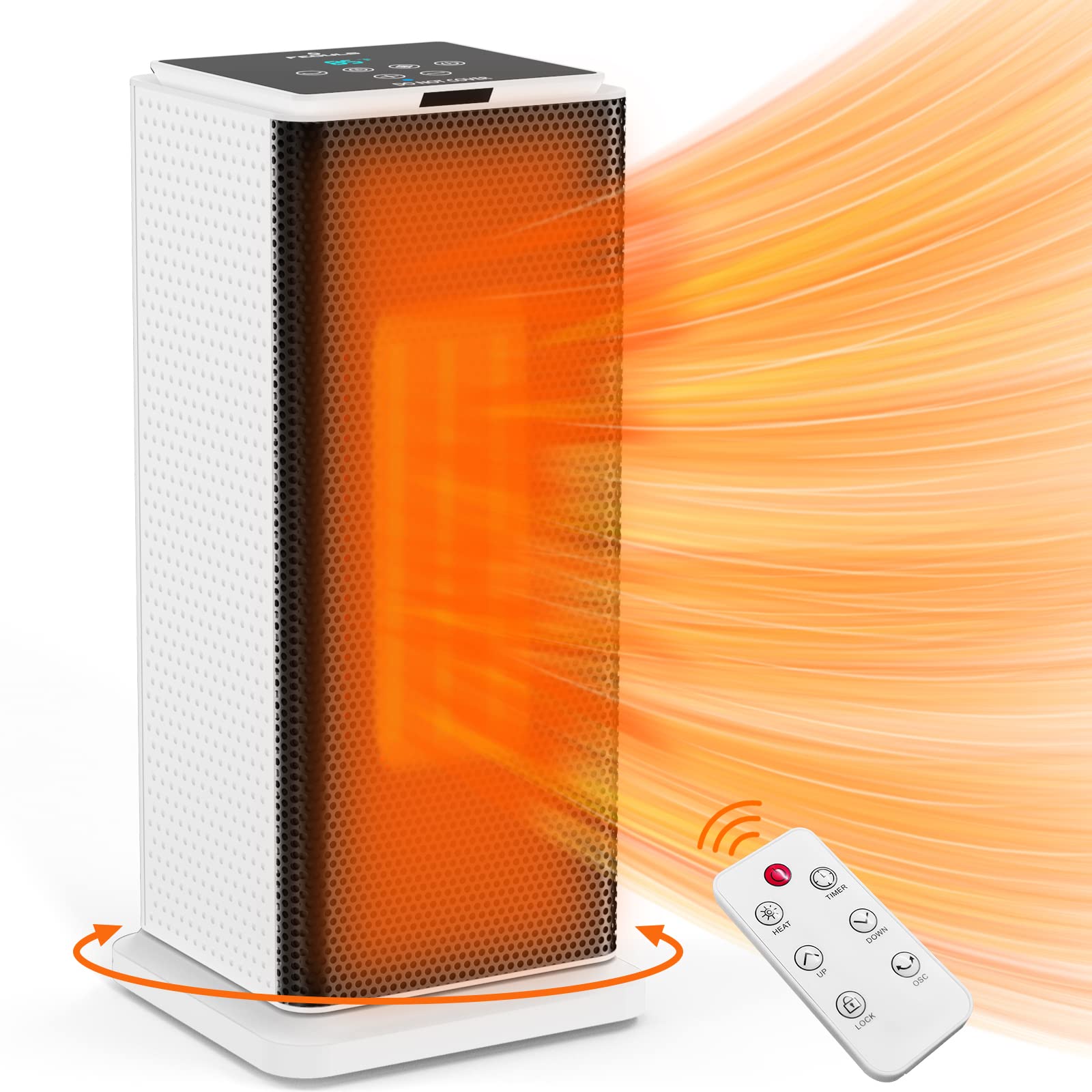 1500W Electric Ceramic Space Heater with Thermostat & Remote - Portable Oscillating Tower Heater for Fast Quiet Heating, 1-12H Timer - Perfect for Office, Bedroom, Desk & Indoor Use (White) - Stay Warm While Working, Sleeping or Relaxing