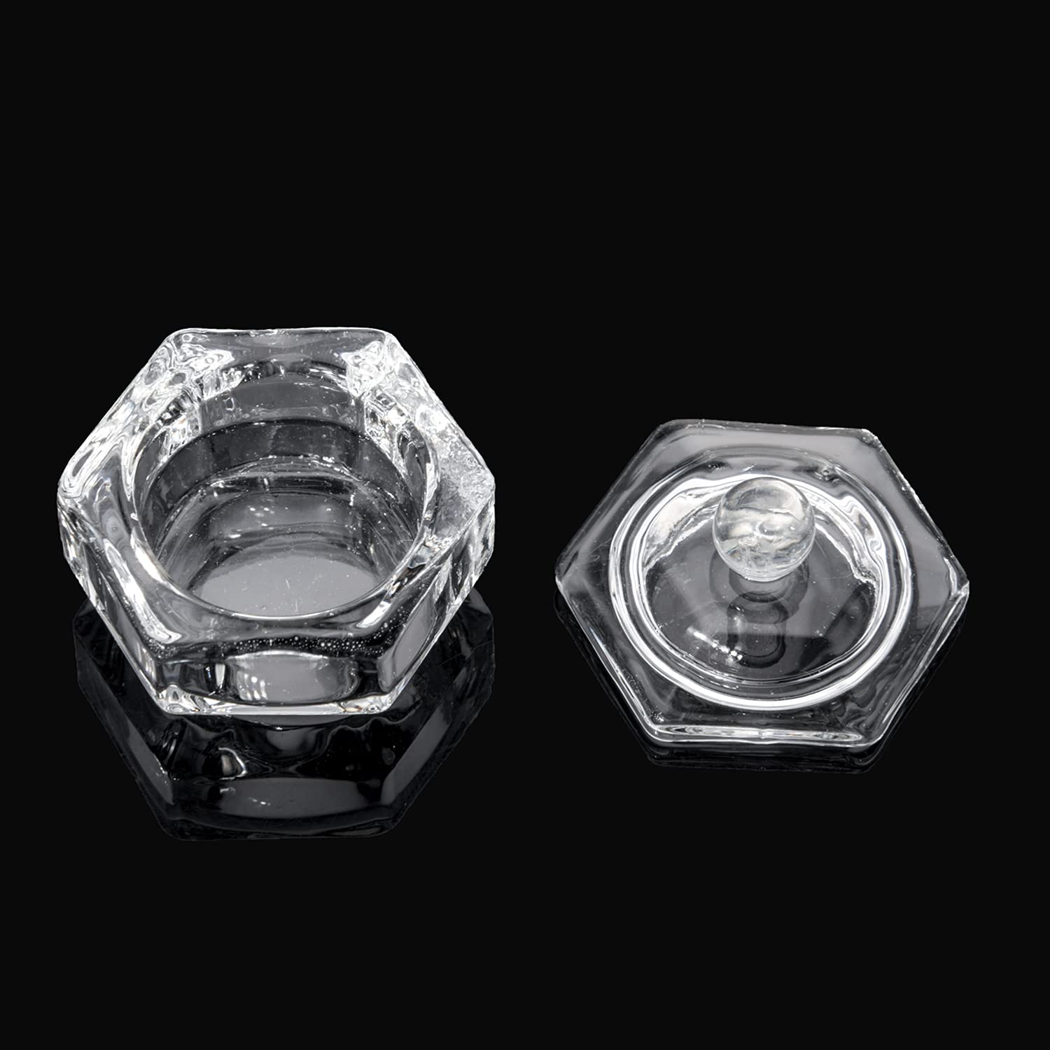 Euvoym 1 Pack Acrylic Liquid Glass Crystal Bowl - Small Dappen Dish with Lid for Nail Art Powder - Perfect for Nail Salon, DIY Manicure & Nail Extension Accessories