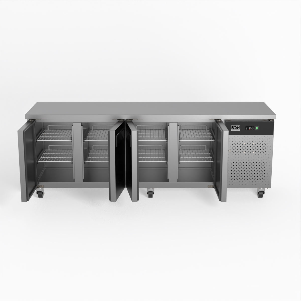 AG 4-Door Commercial Refrigerator - Stainless Steel Worktop & Under Counter Fridge for Restaurants, Bars, and Catering Businesses - Perfect for Food Storage, Beverage Cooling, and Kitchen Organization