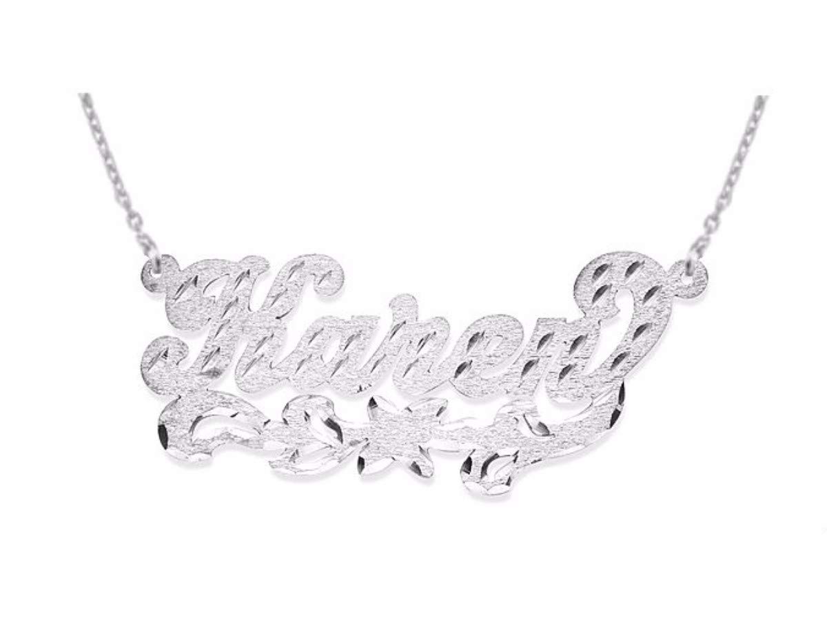 Personalized Diamond Cut Nameplate Necklace for Women & Men - Sterling Silver or Gold Plated, Satin Finish - Custom Engraved Jewelry Gift for Birthday, Anniversary & Special Occasions