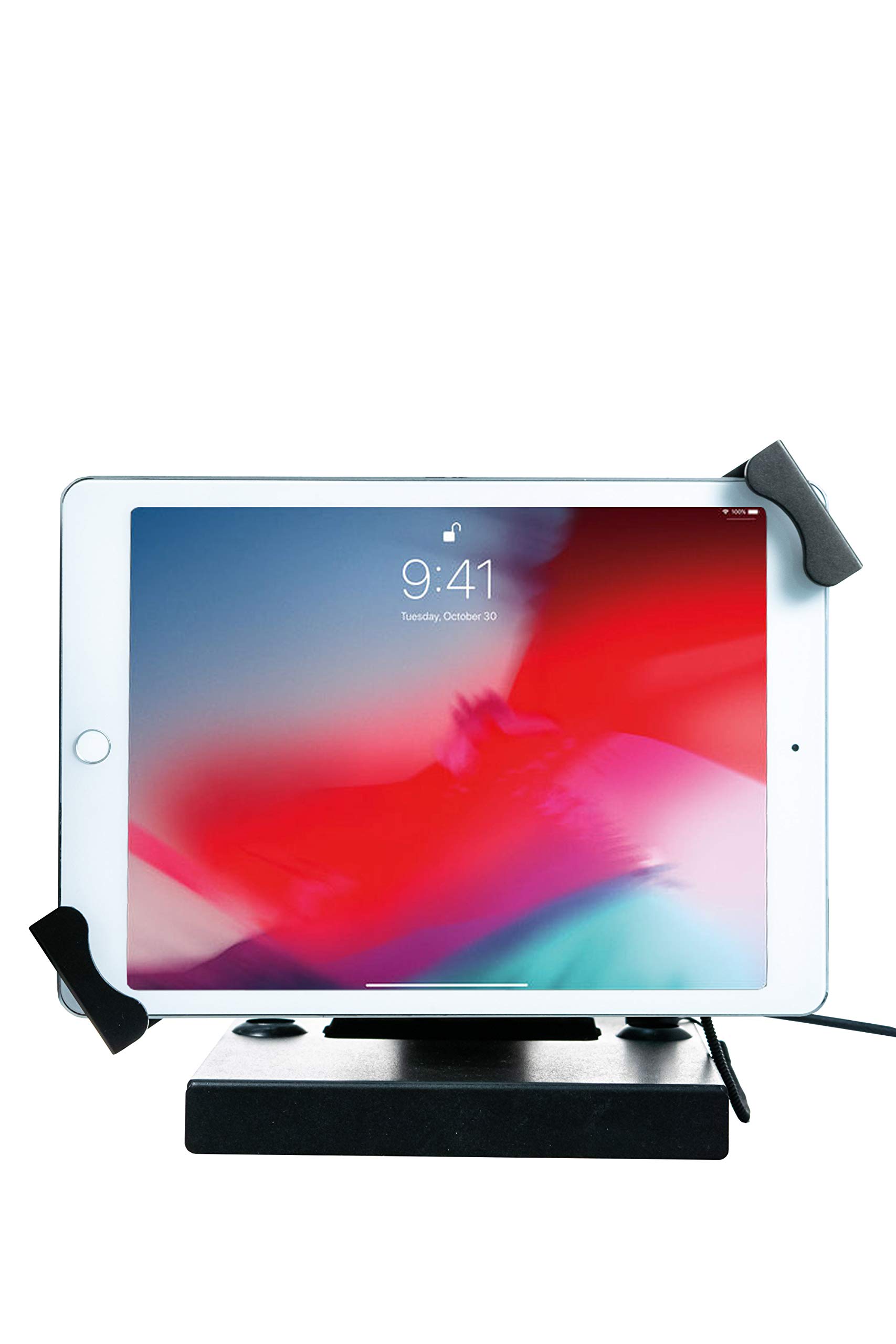 Foldable Tablet Security Stand - Universal Locking Enclosure with Steel Cable for 7-14 Inch iPads & Tablets | Anti-Theft Display Stand for Retail Stores, Restaurants & Public Spaces (PAD-FTSU)