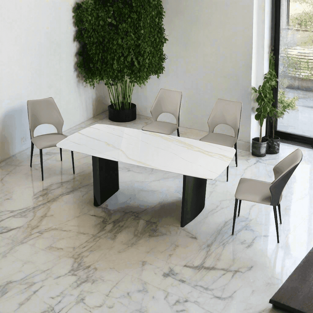 Premium Janice Sintered Stone Dining Table - Modern & Durable Kitchen Furniture for Family Gatherings | Perfect for Dining Rooms, Kitchens, and Open-Concept Living Spaces