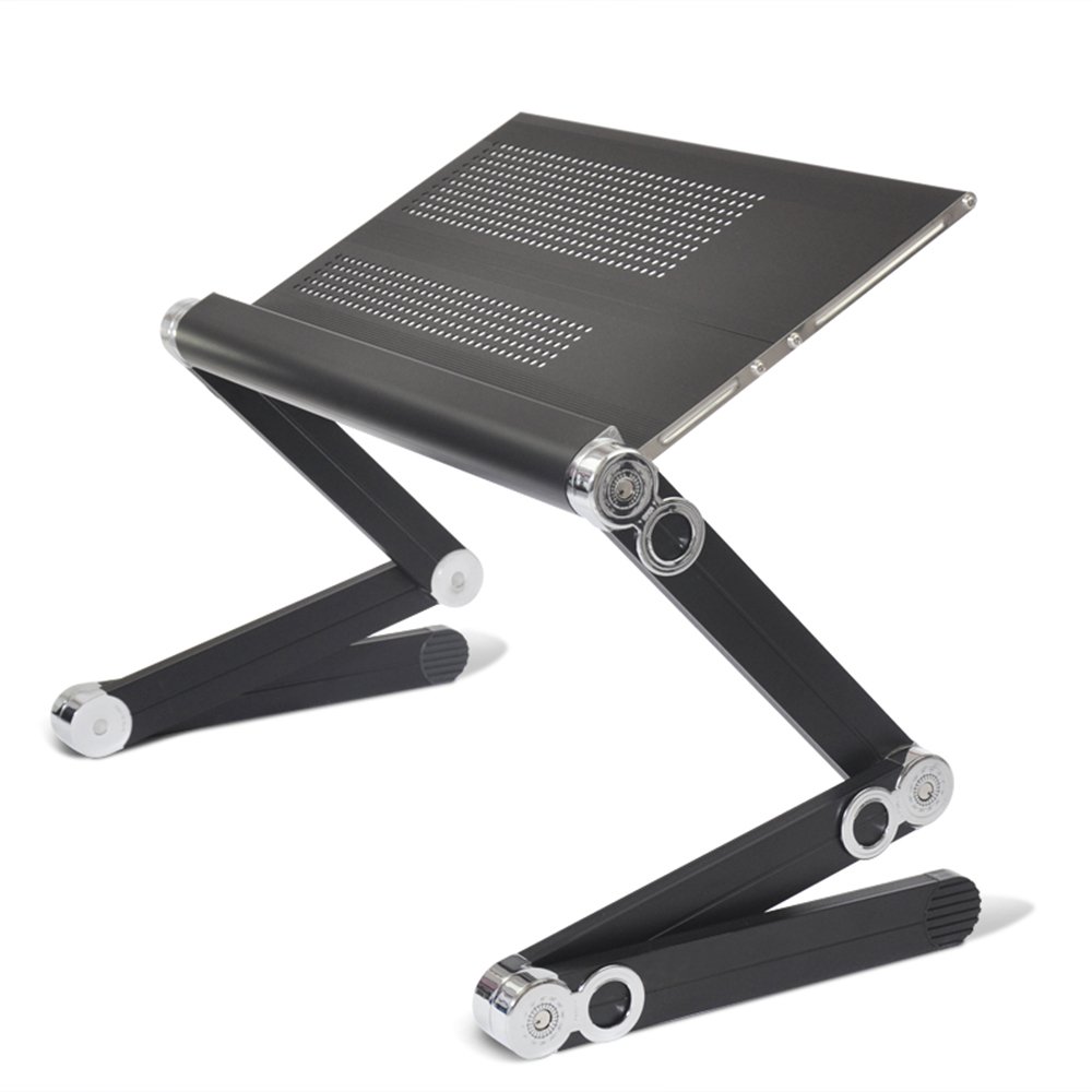 Portable Adjustable Laptop Desk with Mouse Tray - Foldable Computer Stand for Sofa, Bed, Office & Home Use - Black 42cm Folding Notebook Table for Work, Study & Gaming
