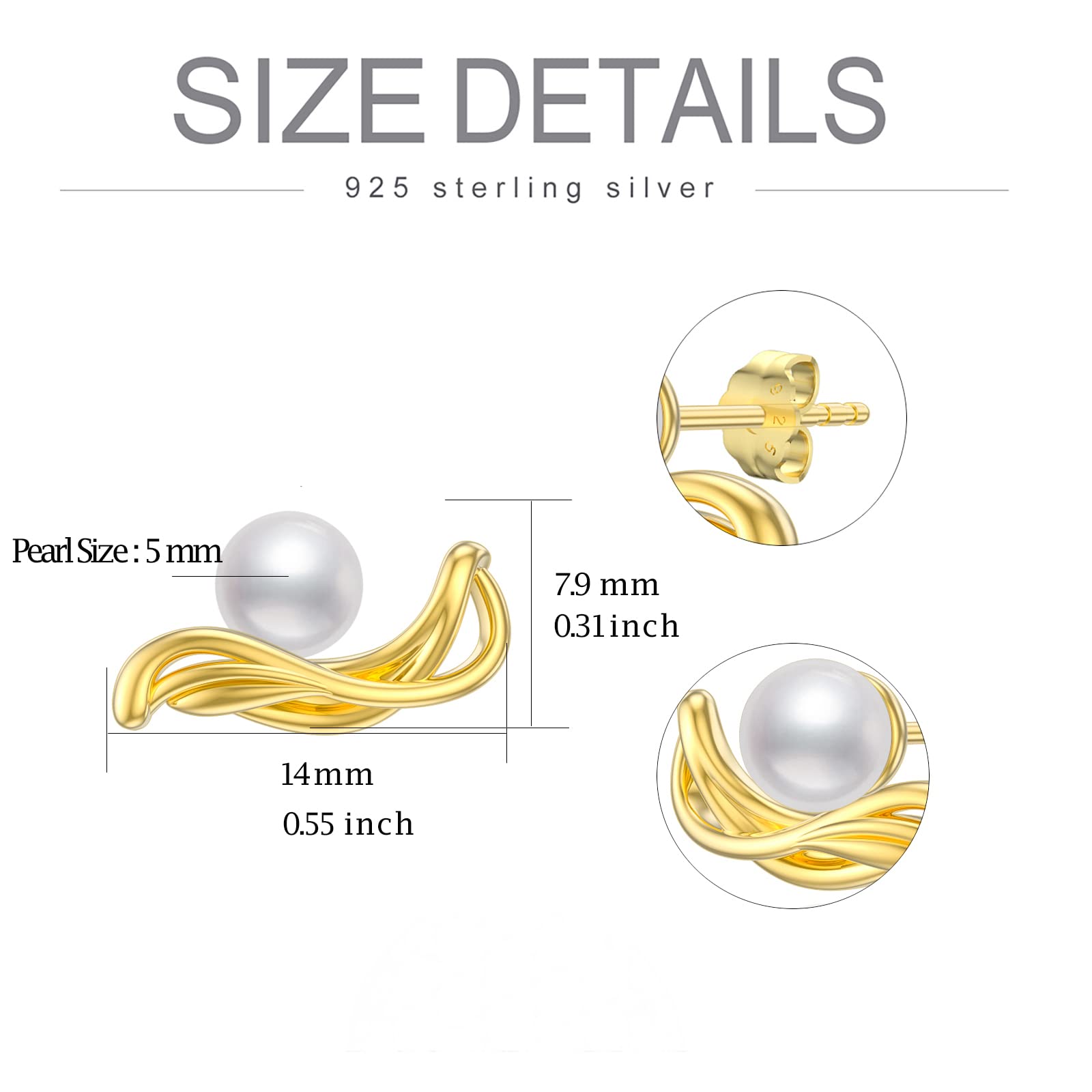 PYTALI Freshwater Pearl Stud Earrings for Women - Sterling Silver Circle Stud Earrings - Elegant Jewelry Gift for Birthday, Anniversary & Everyday Wear