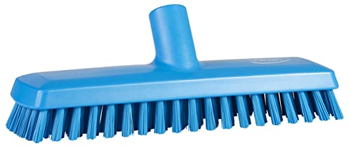 Vikan 70413 Heavy-Duty Deck Scrub Brush - 10.75 Inch Stiff Bristles for Deep Cleaning - Blue Outdoor Cleaning Tool - Perfect for Wooden Decks, Patios, Concrete & Tile Surfaces