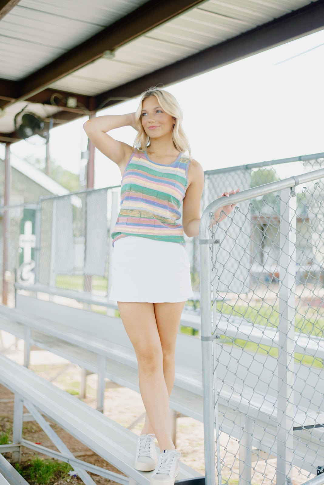 Vibrant Striped Knit Tank Top for Women - Summer Casual Wear, Beach Outfit & Layering Essential