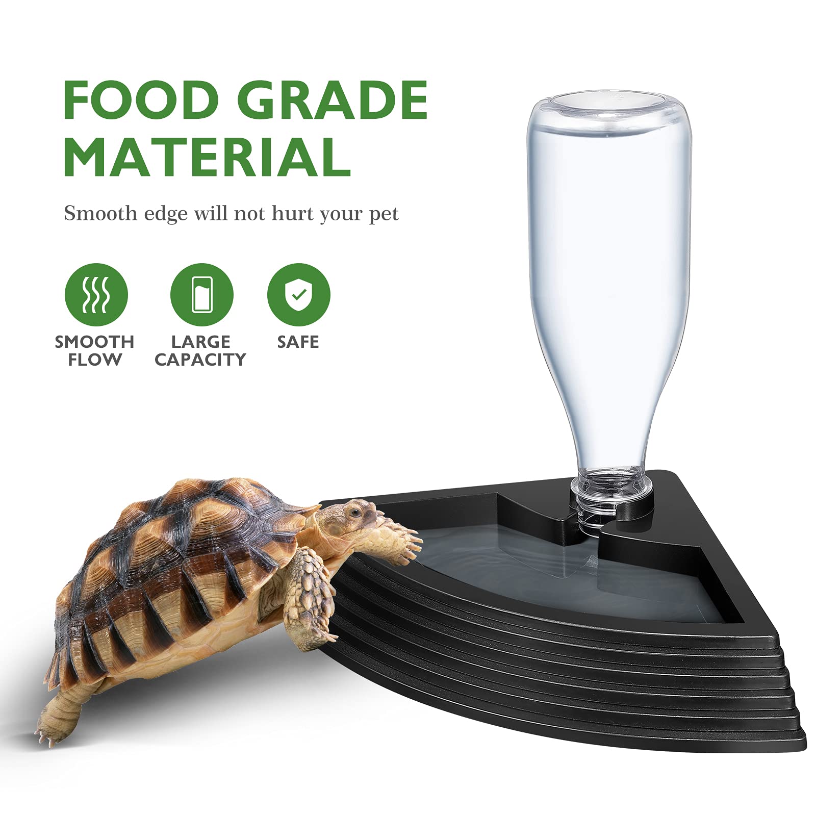 POPETPOP Automatic Reptile Water Dispenser - Leak-Proof Reptile Water Feeder with Bottle for Turtles, Bearded Dragons, Geckos & Lizards | Ideal for Terrariums, Habitats & Pet Enclosures