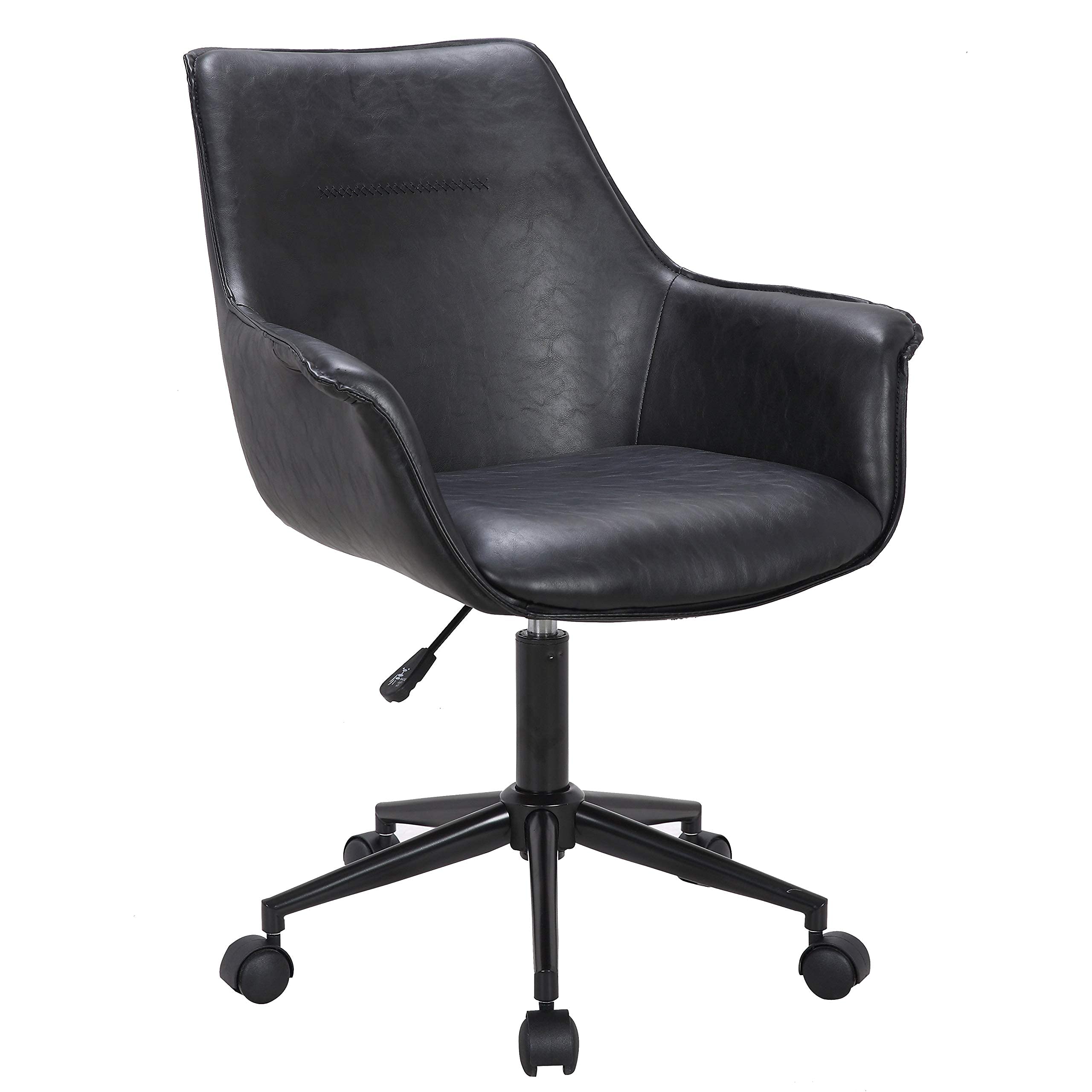 Porthos Home Jamar Office Chair - Water & Stain Resistant Faux Leather, 360° Swivel, Height Adjustable with Sturdy Metal Base | Ergonomic Desk Chair for Home Office, Studio & Workspace