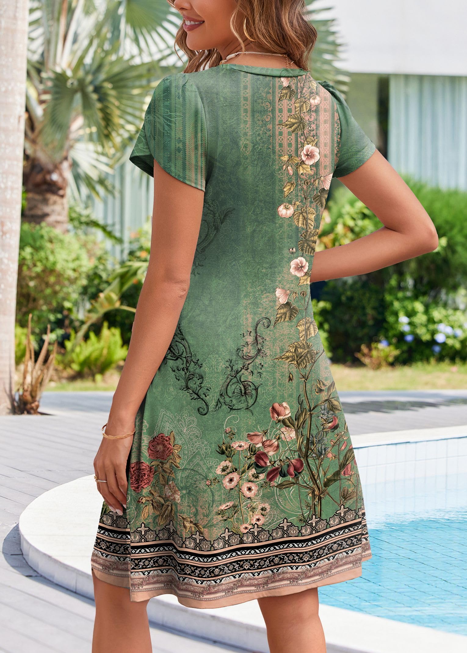Zeagoo Women's Summer A-Line Mini Dress with Pockets - Flowy Short Sleeve Swing Dress for Beach, Vacation & Travel - Casual Outfit for Outings, Date Night & Summer Parties
