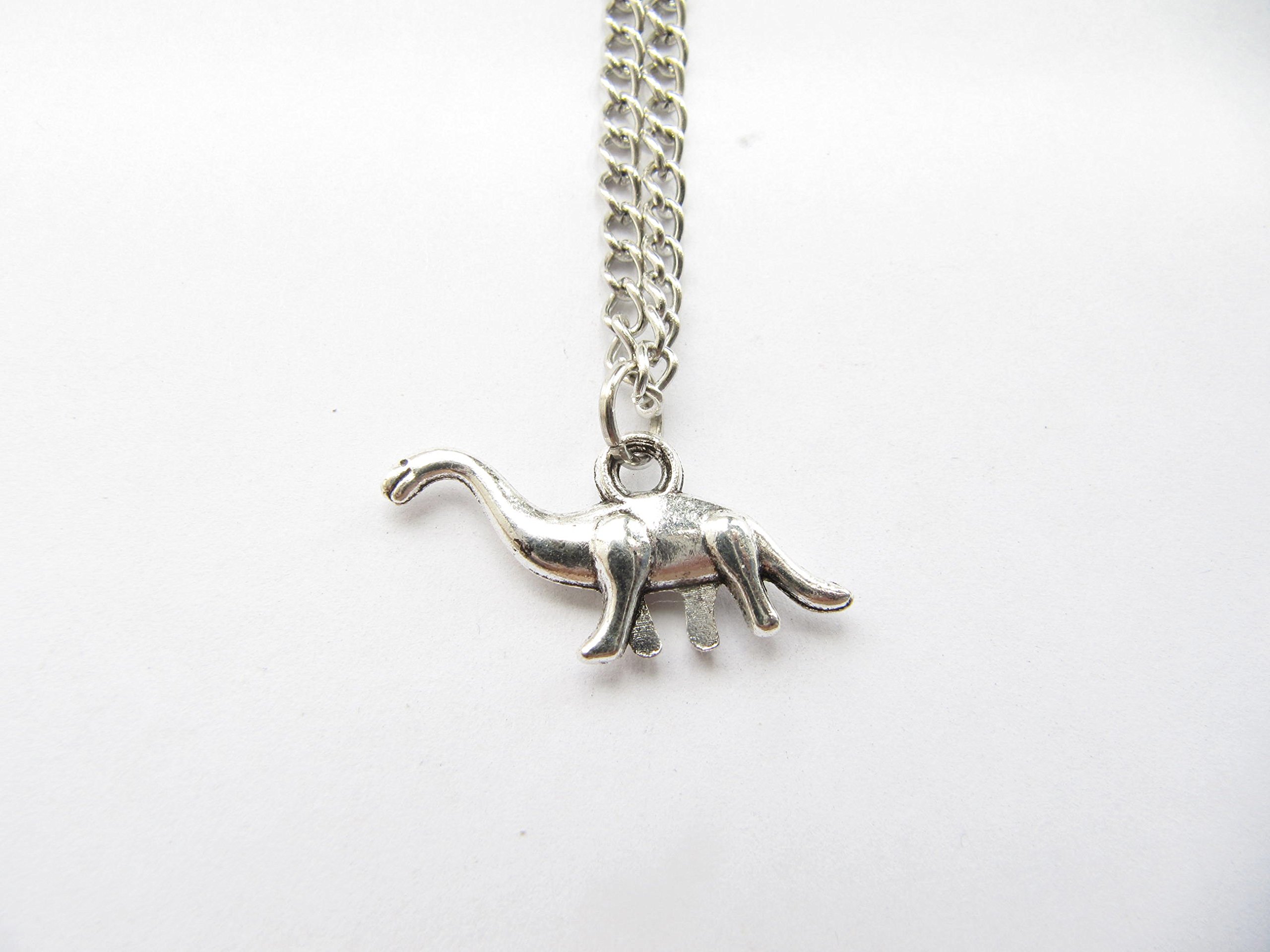Vintage Silver Diplodocus Dinosaur Charm Pendant - Jurassic Era Dino Jewelry for Necklace Making, Gift Giving & Fossil Enthusiasts