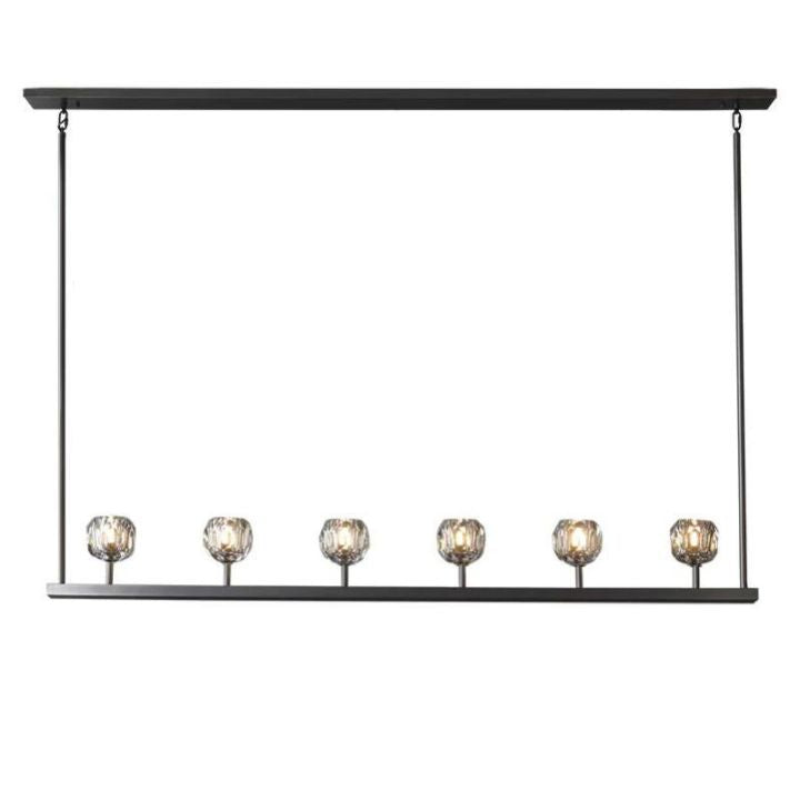 Crystal Ball Glass Linear Chandelier - 60 Inch Modern LED Pendant Light for Dining Room, Kitchen Island & Living Room Decor