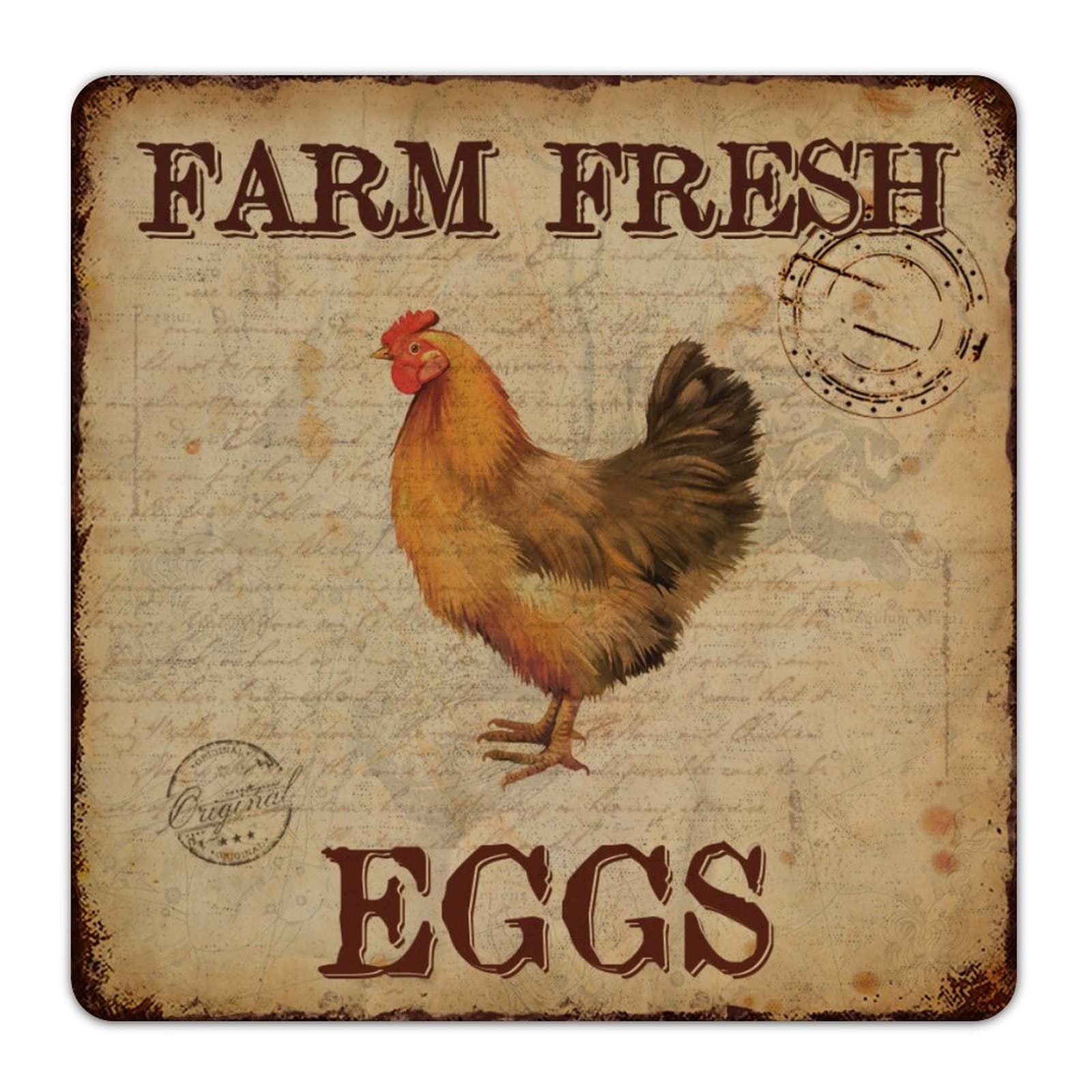 Vintage Rustic Metal Tin Sign - Farm Fresh Eggs Wall Art for Farmhouse, Barn, Porch & Chicken Coop | Distressed Retro Home Decor | Perfect for Country Kitchen, Front Door & Henhouse Decorations