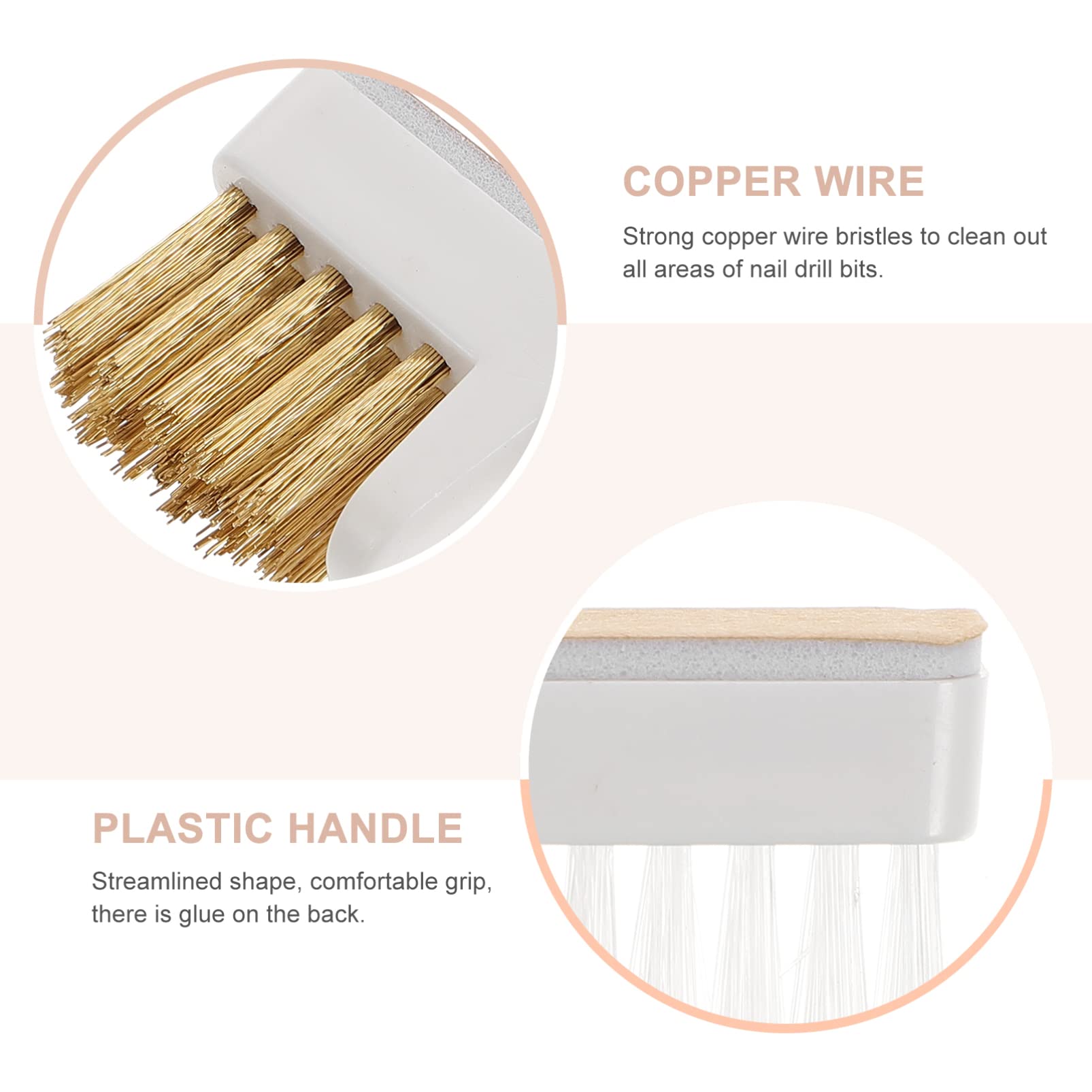 FOMIYES 3PCS Nail Drill Bit Cleaning Brushes - Copper Wire Sanding Head Brushes for Nail Art & Manicure Tools - Perfect for Home, Salon & Professional Nail Care