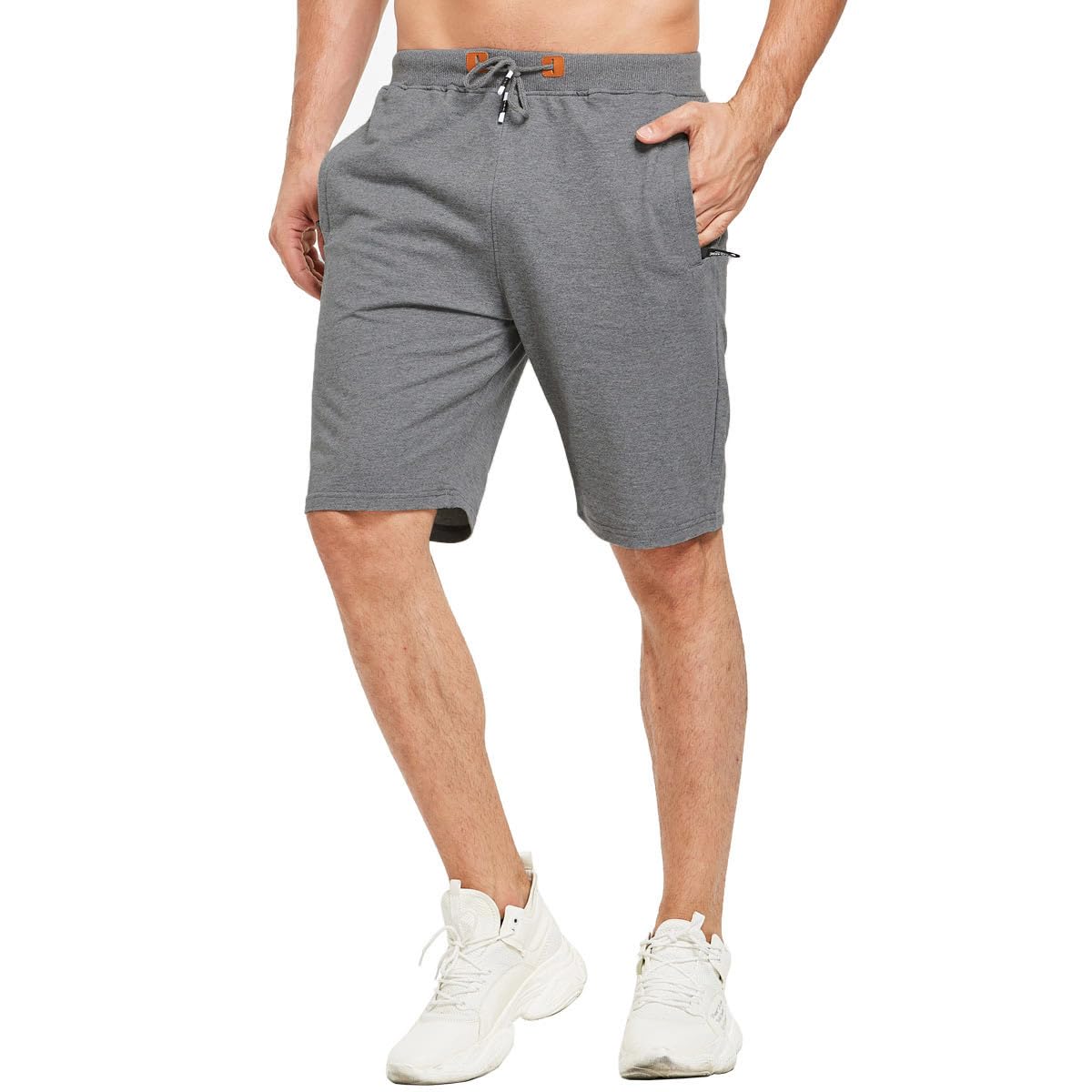 JustSun Men's Casual Sports Shorts with Elastic Waist & Zipper Pockets - Lightweight Quick-Dry Athletic Shorts for Running, Gym, Workout & Outdoor Activities