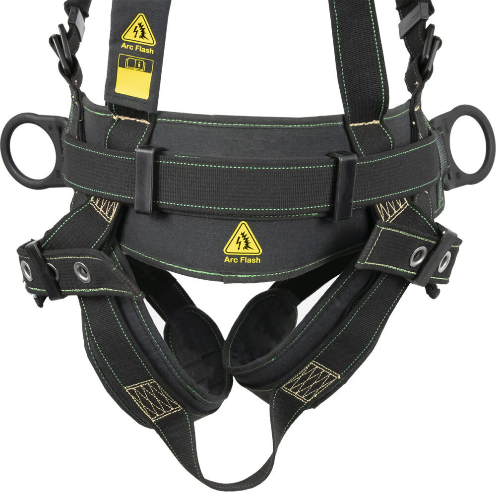 Arc Flash Construction Safety Harness - DE 3D Back Support, DE QC Chest Strap, TB Leg Straps for Fall Protection | Ideal for Roofing, Electrical Work & High-Rise Construction