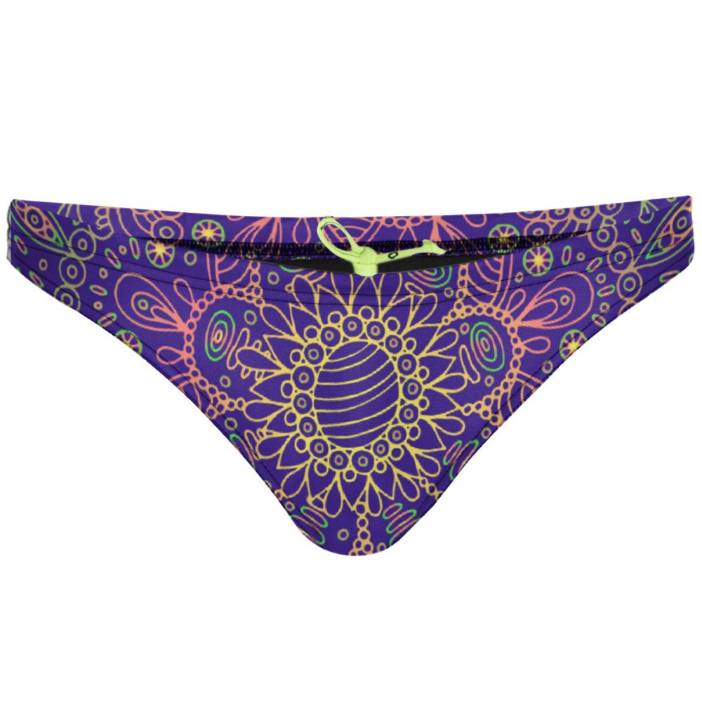 Purple Mandala Print Tie-Back Bikini Bottom - High Waisted Swimwear for Women - Perfect for Beach Vacation & Pool Party