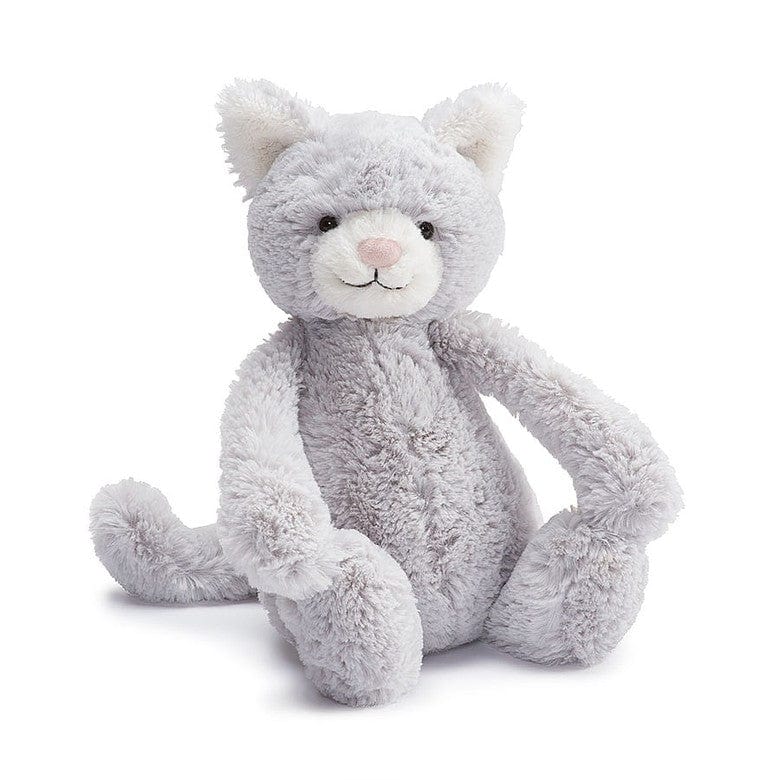 Bashful Grey Kitty Plush Toy - Soft & Cuddly Stuffed Animal for Kids & Cat Lovers | Perfect for Gifts, Nursery Decor & Comfort